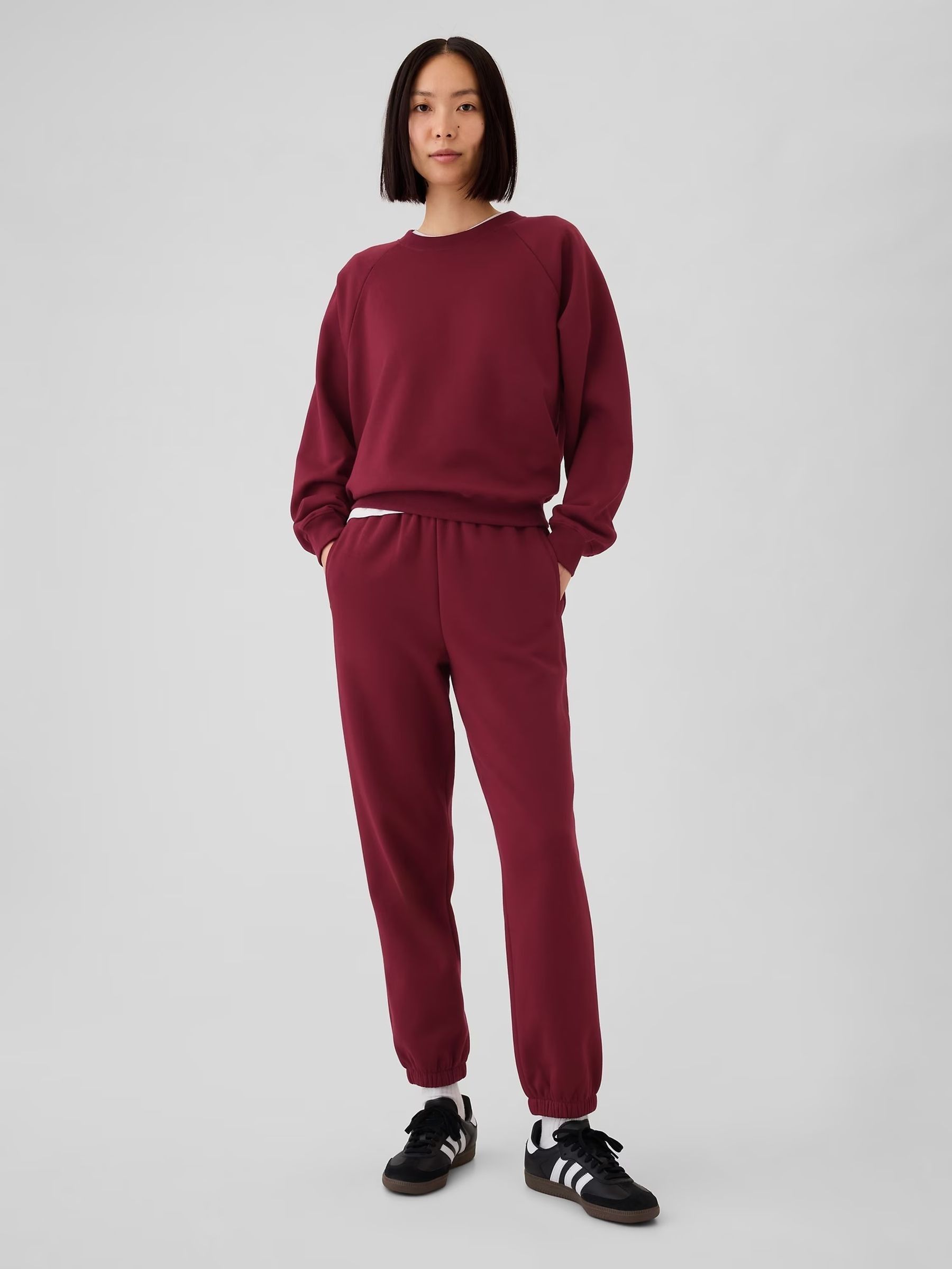 Burgundy Red High Waisted Cuffed Joggers - Image 4 of 5