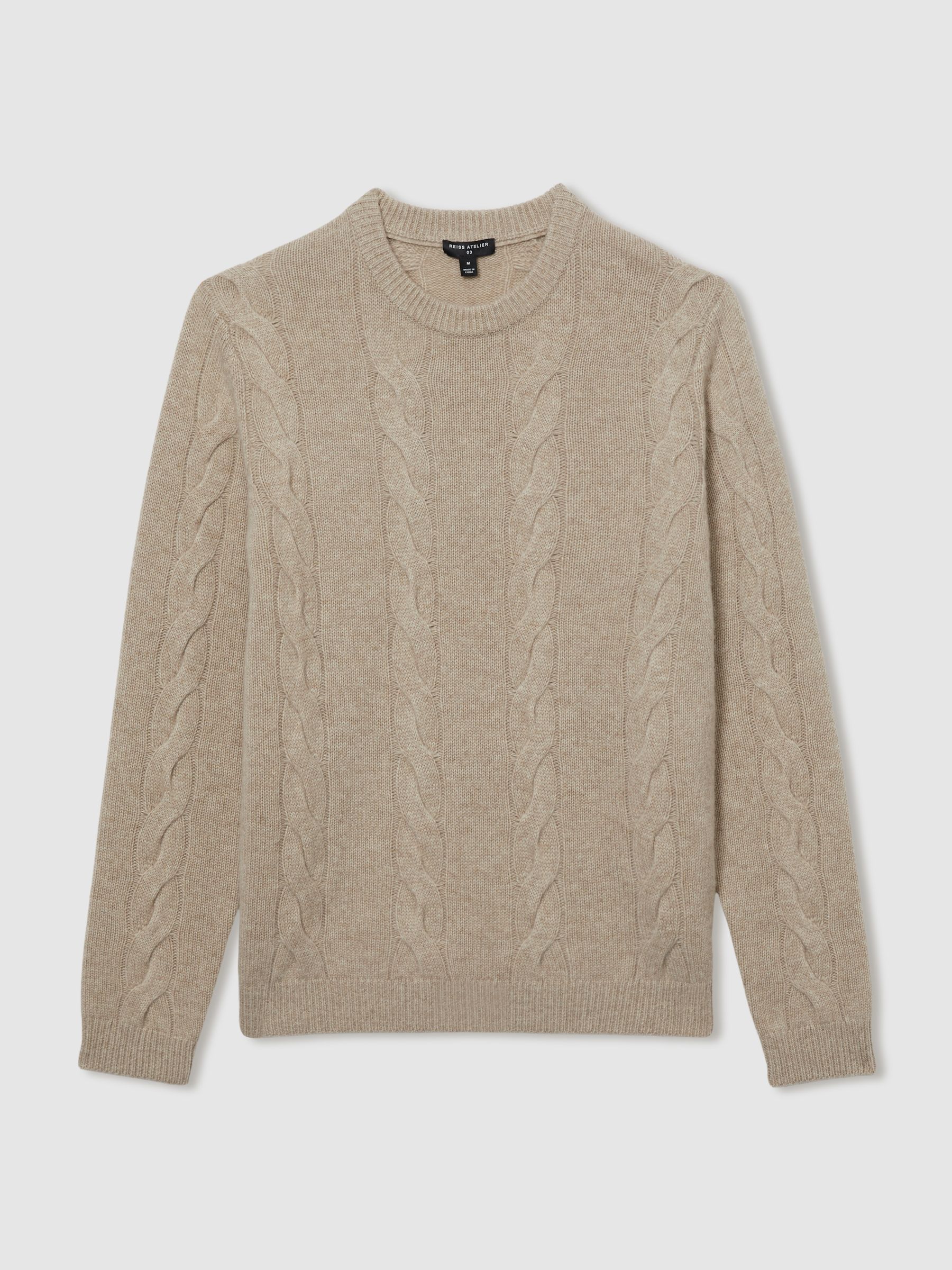 Atelier Cabled-Cashmere Jumper in Oatmeal Melange - Image 2 of 5