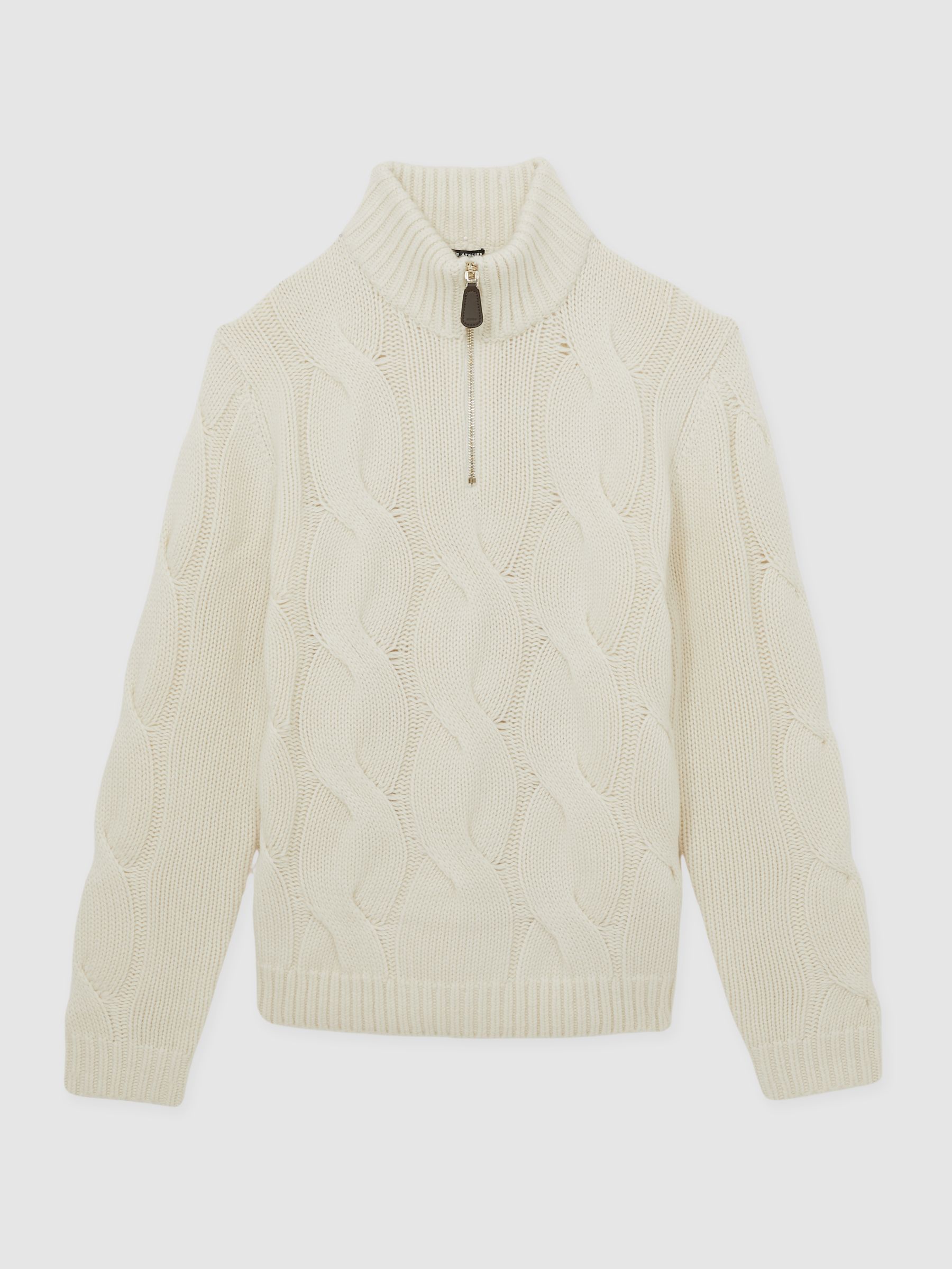 Atelier Cabled-Cashmere Jumper in White - Image 2 of 6