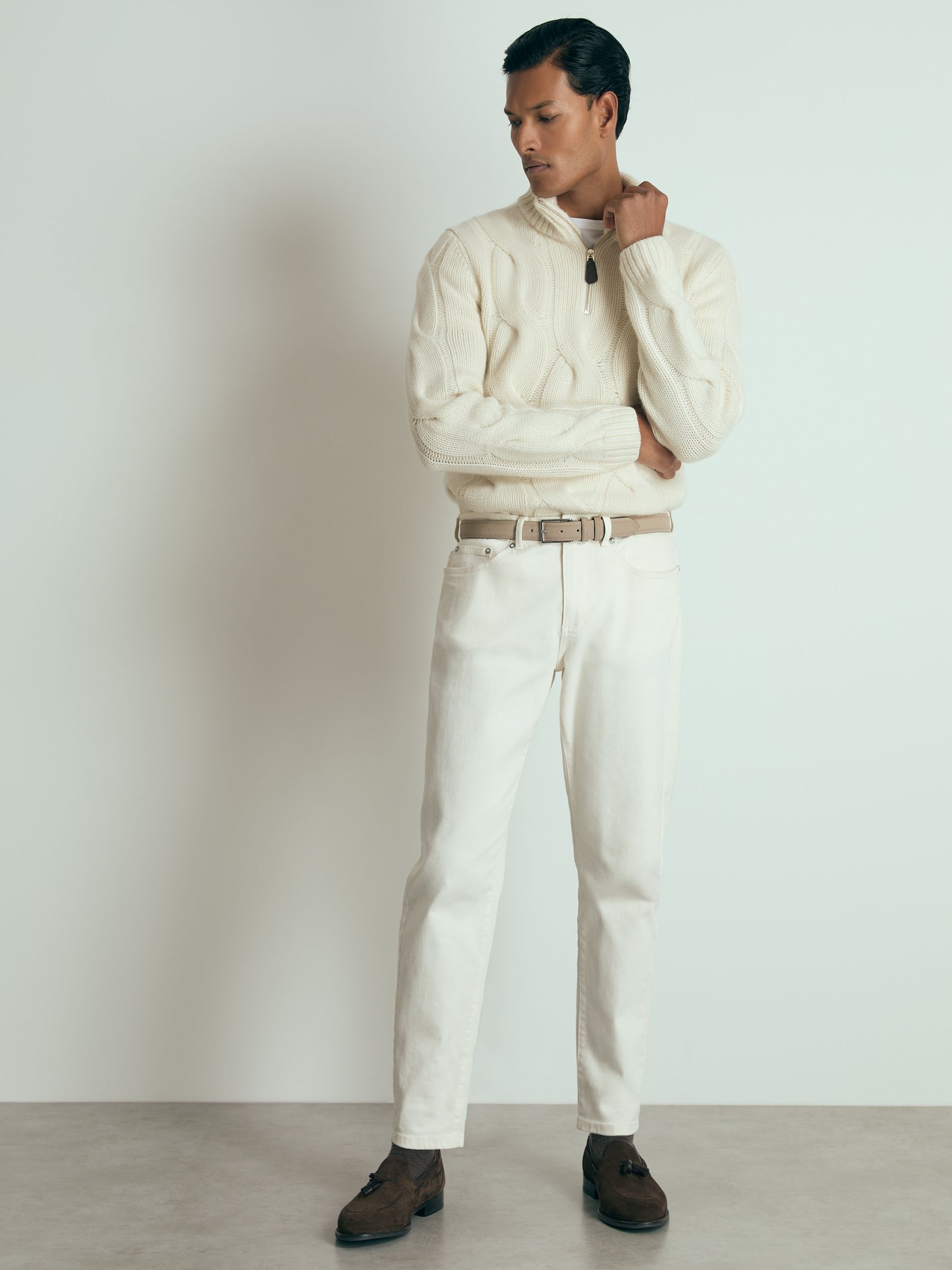 Atelier Cabled-Cashmere Jumper in White - Image 3 of 6