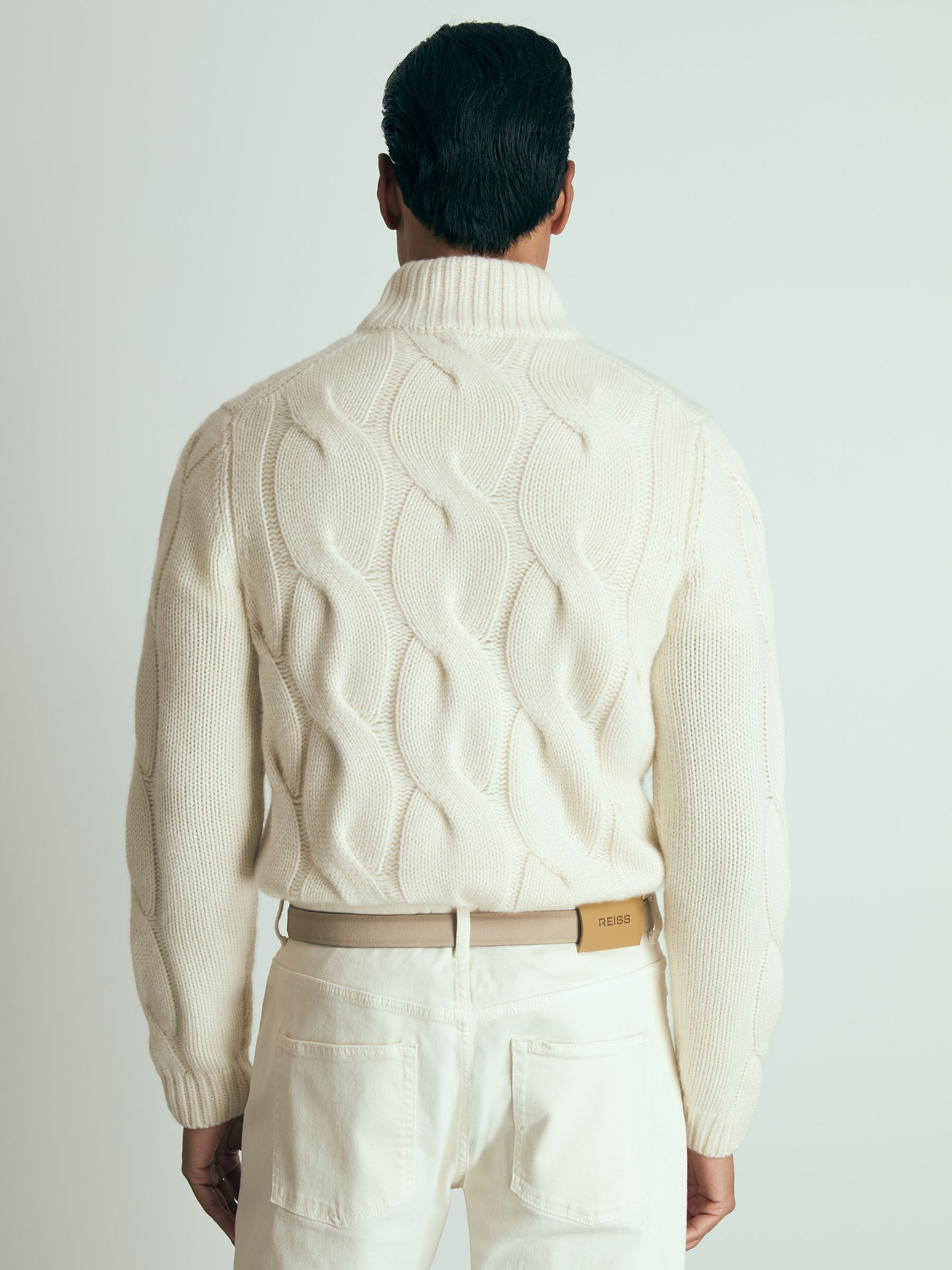 Atelier Cabled-Cashmere Jumper in White - Image 5 of 6