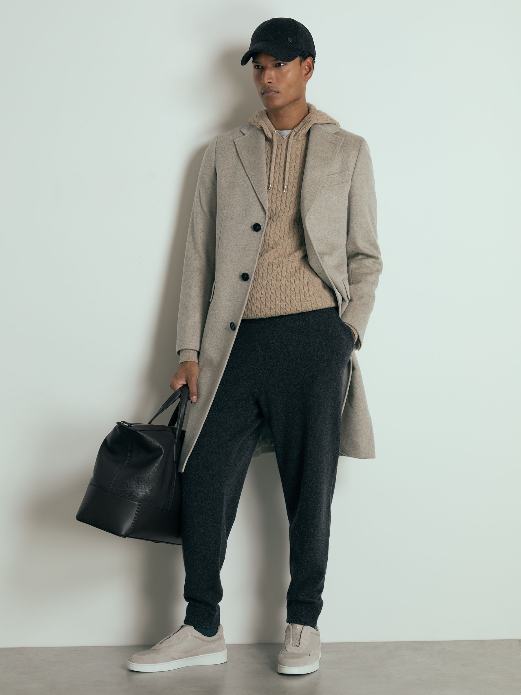 Atelier Cabled-Cashmere Hoodie in Soft Brown Melange - Image 3 of 5