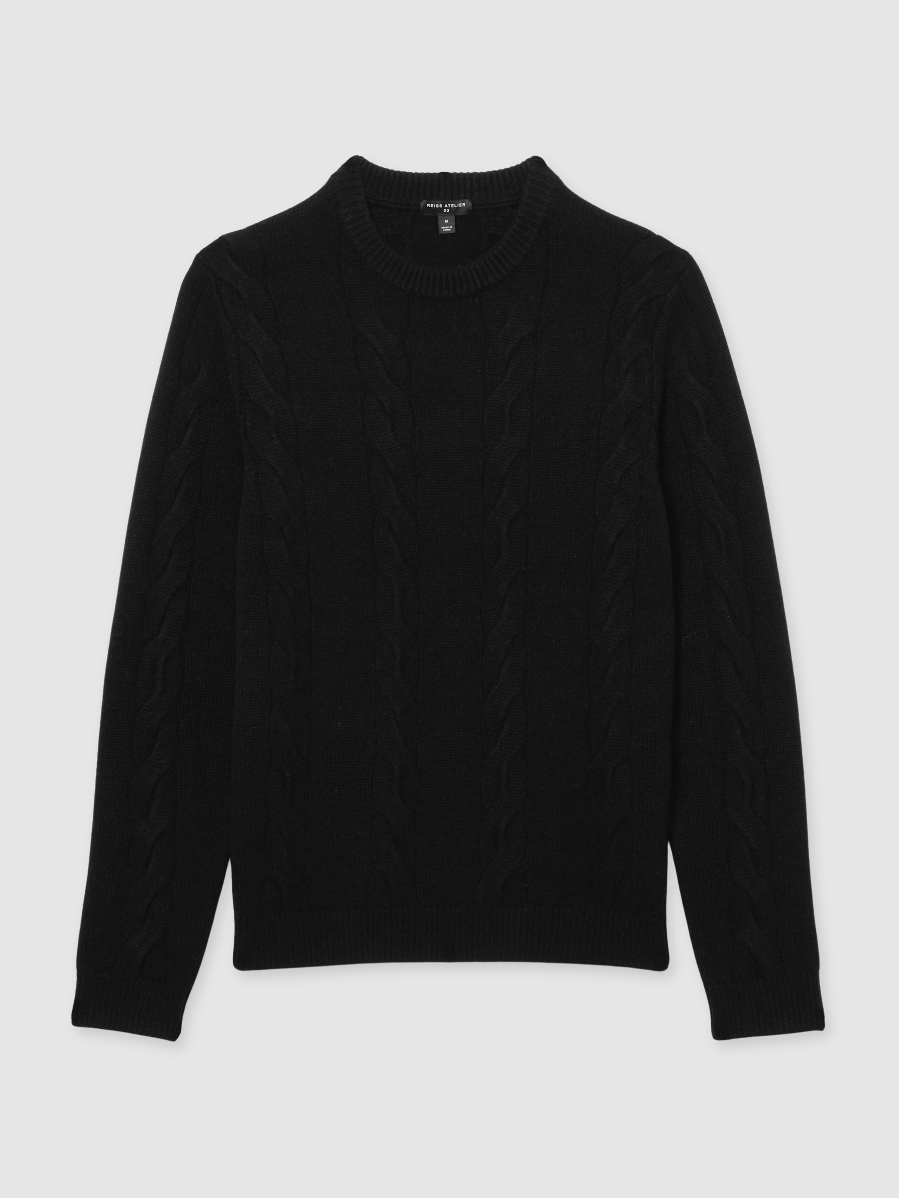 Atelier Cabled-Cashmere Jumper in Black - Image 2 of 6