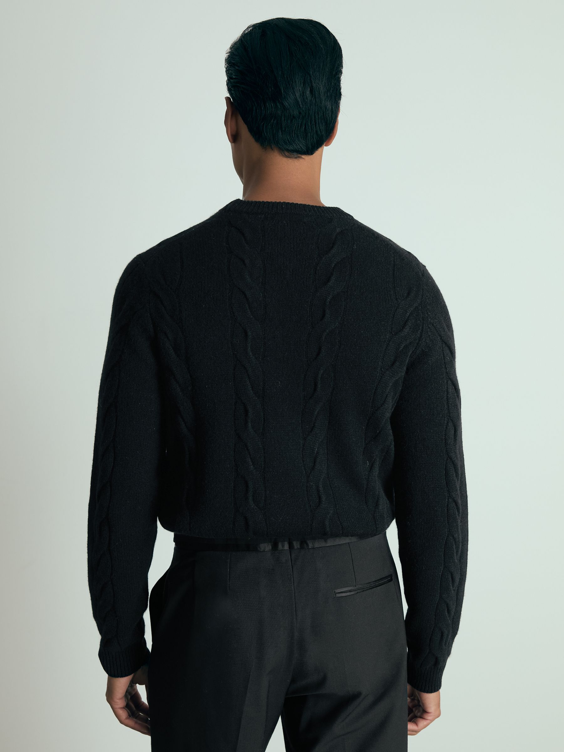 Atelier Cabled-Cashmere Jumper in Black - Image 4 of 6