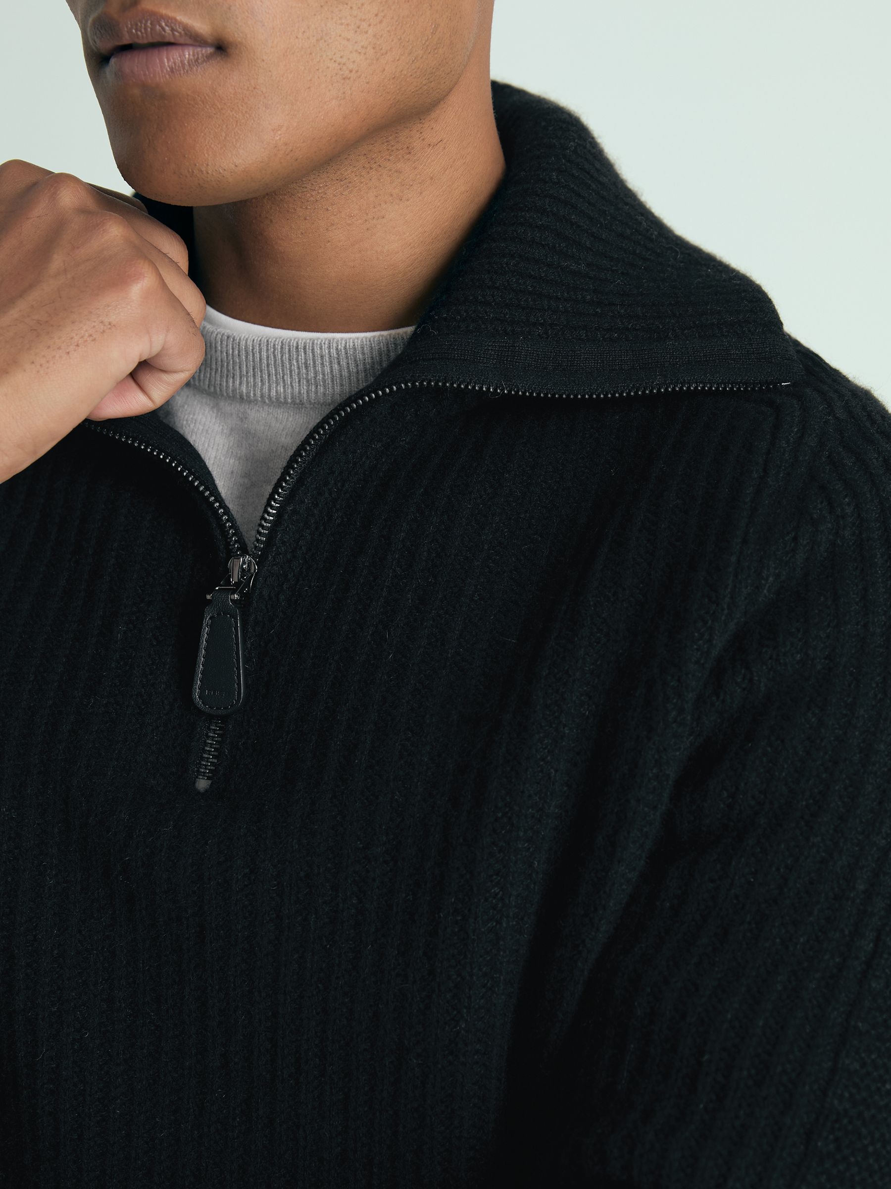 Atelier Ribbed-Cashmere Funnel-Neck Jumper in Black - Image 5 of 6