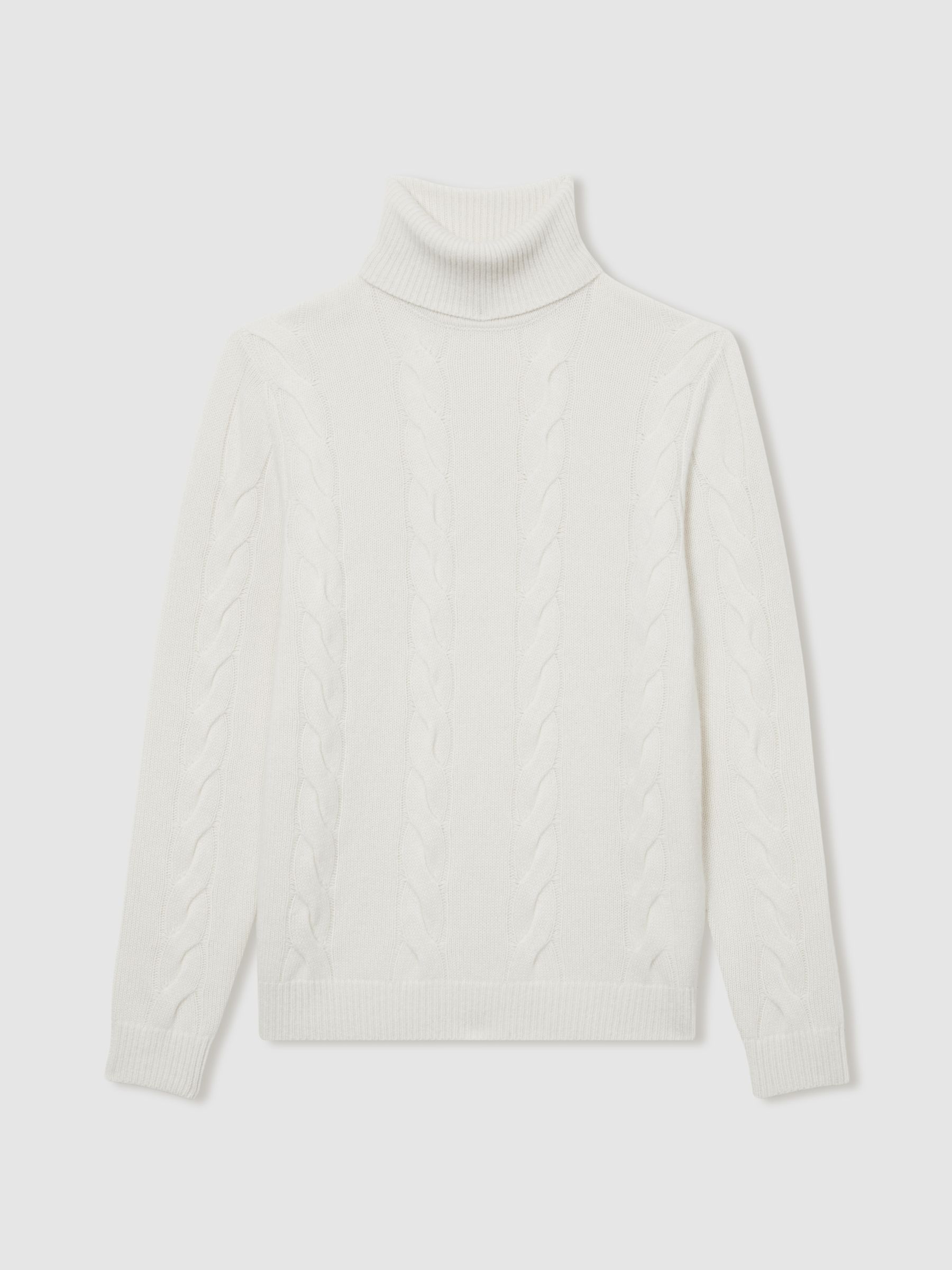 Atelier Cabled-Cashmere Roll-Neck Jumper in White - Image 2 of 6