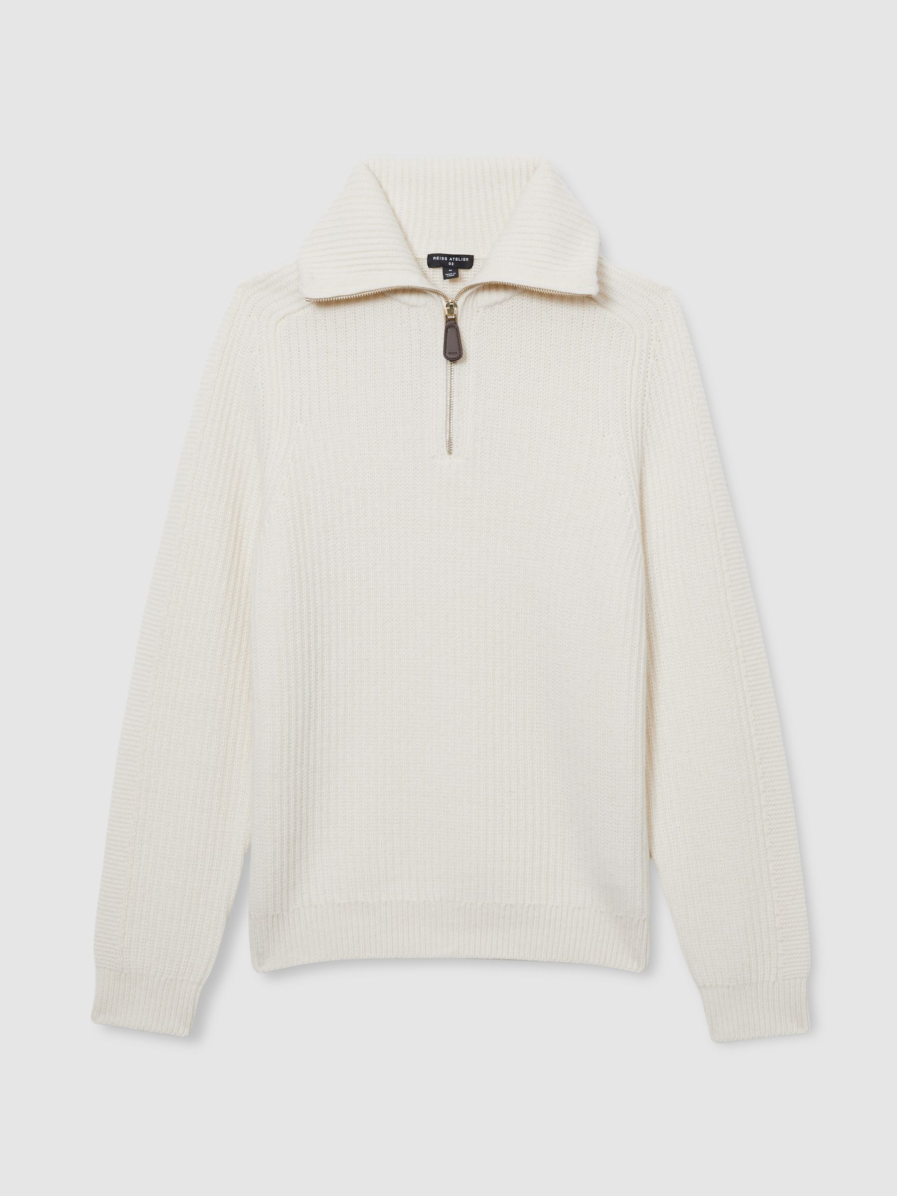 Atelier Ribbed-Cashmere Funnel-Neck Jumper in White - Image 2 of 7