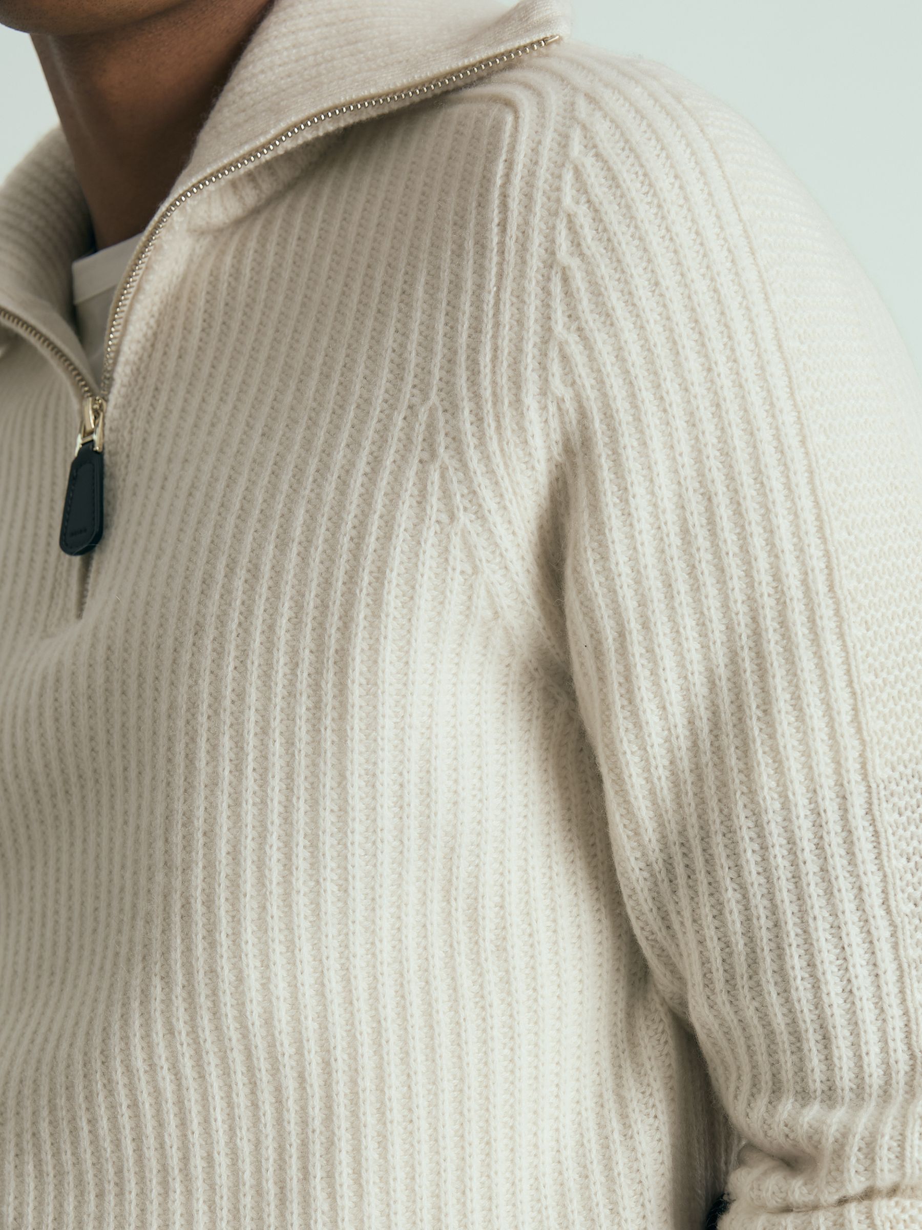 Atelier Ribbed-Cashmere Funnel-Neck Jumper in White - Image 6 of 7
