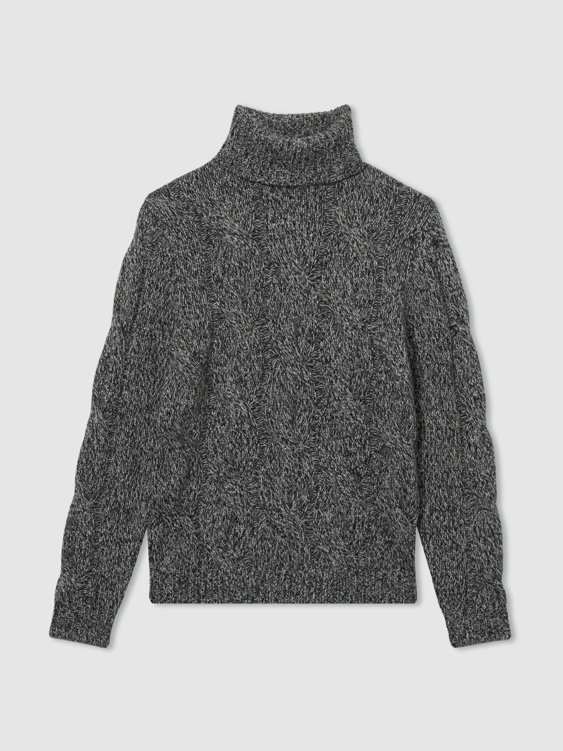 Atelier Cabled-Cashmere Roll-Neck Jumper in Black/White - Image 2 of 6