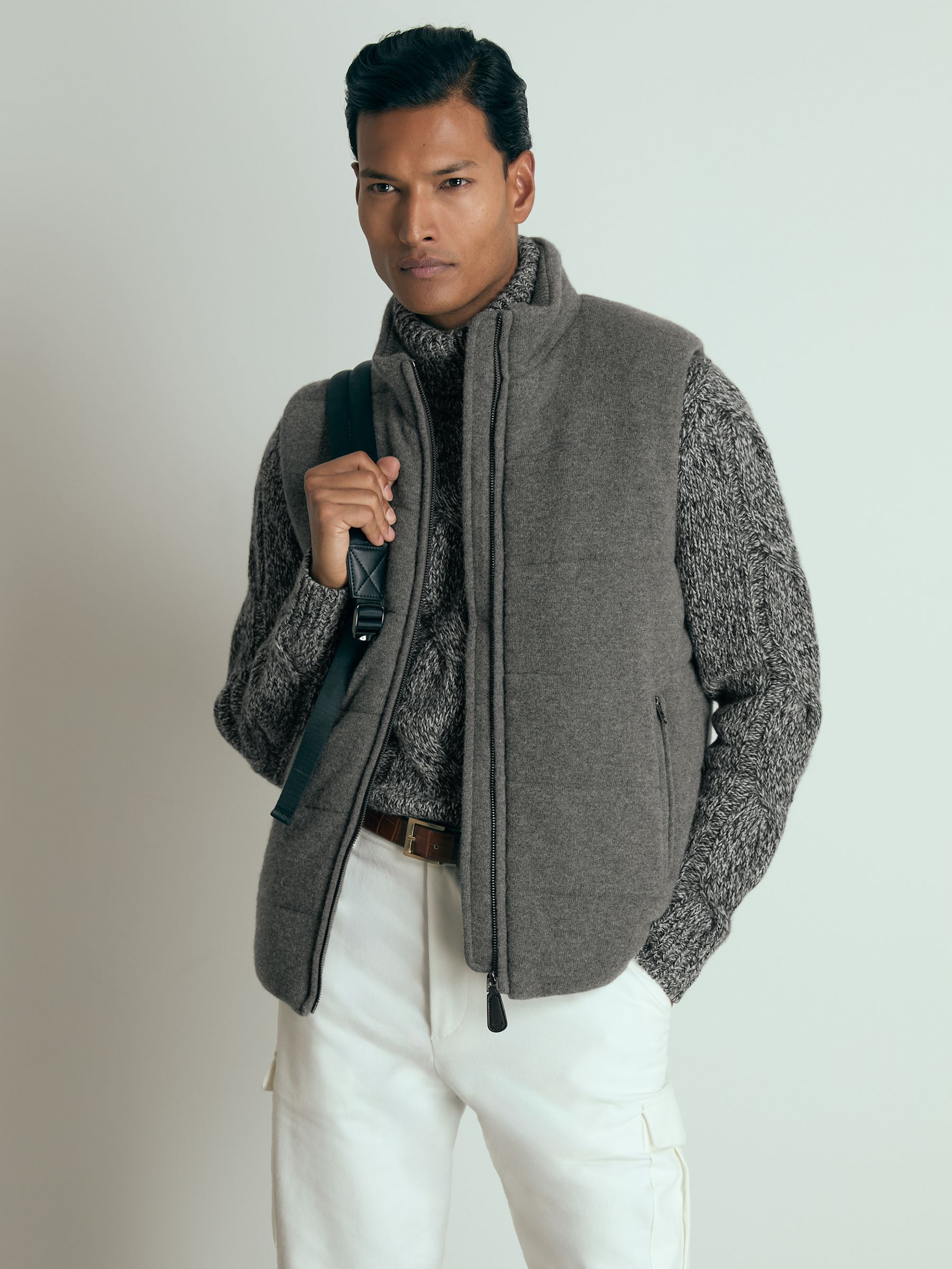 Atelier Cabled-Cashmere Roll-Neck Jumper in Black/White - Image 5 of 6
