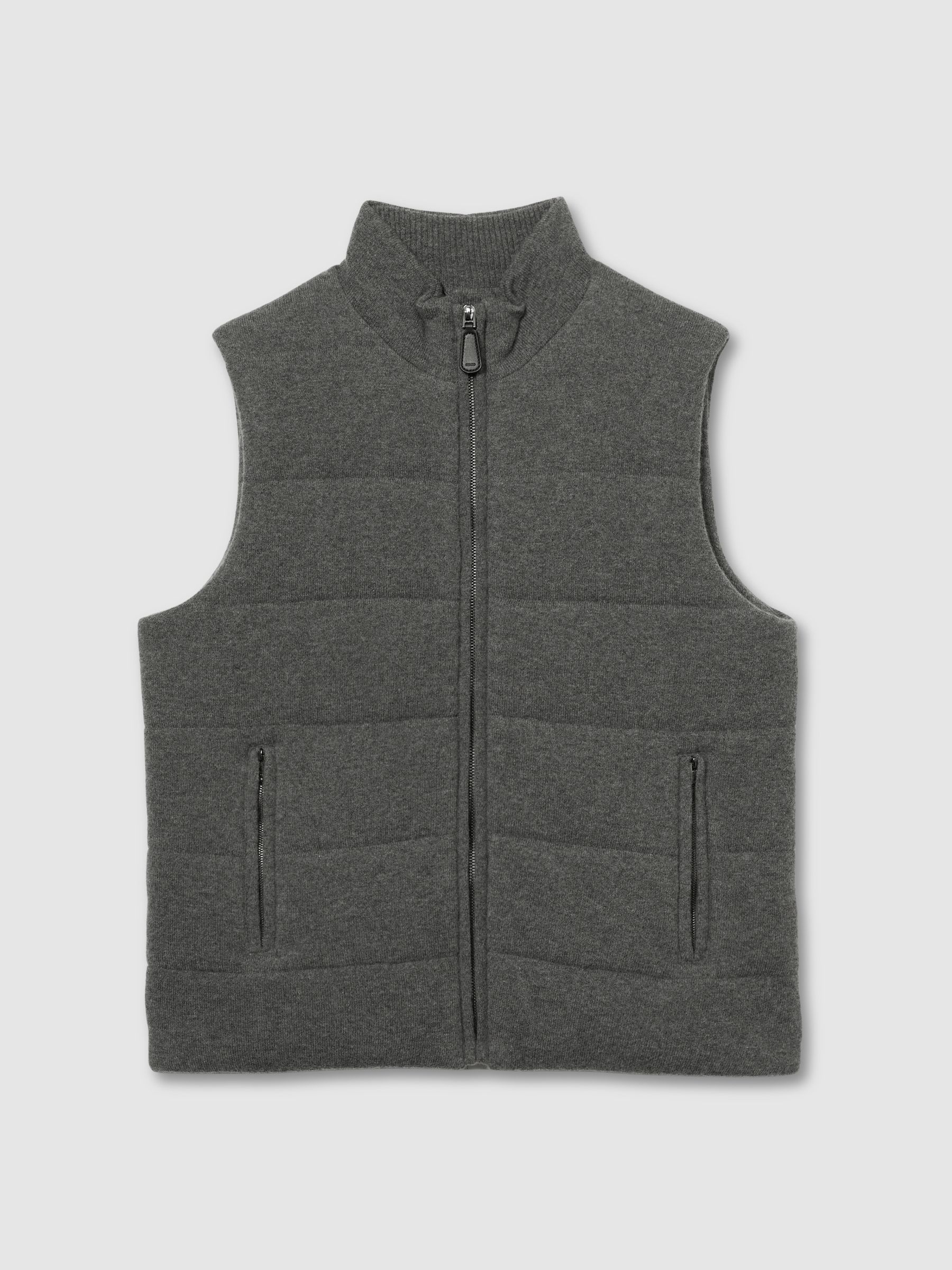 Reiss Atelier Quilted-Cashmere Gilet in Mid Grey Melange | REISS