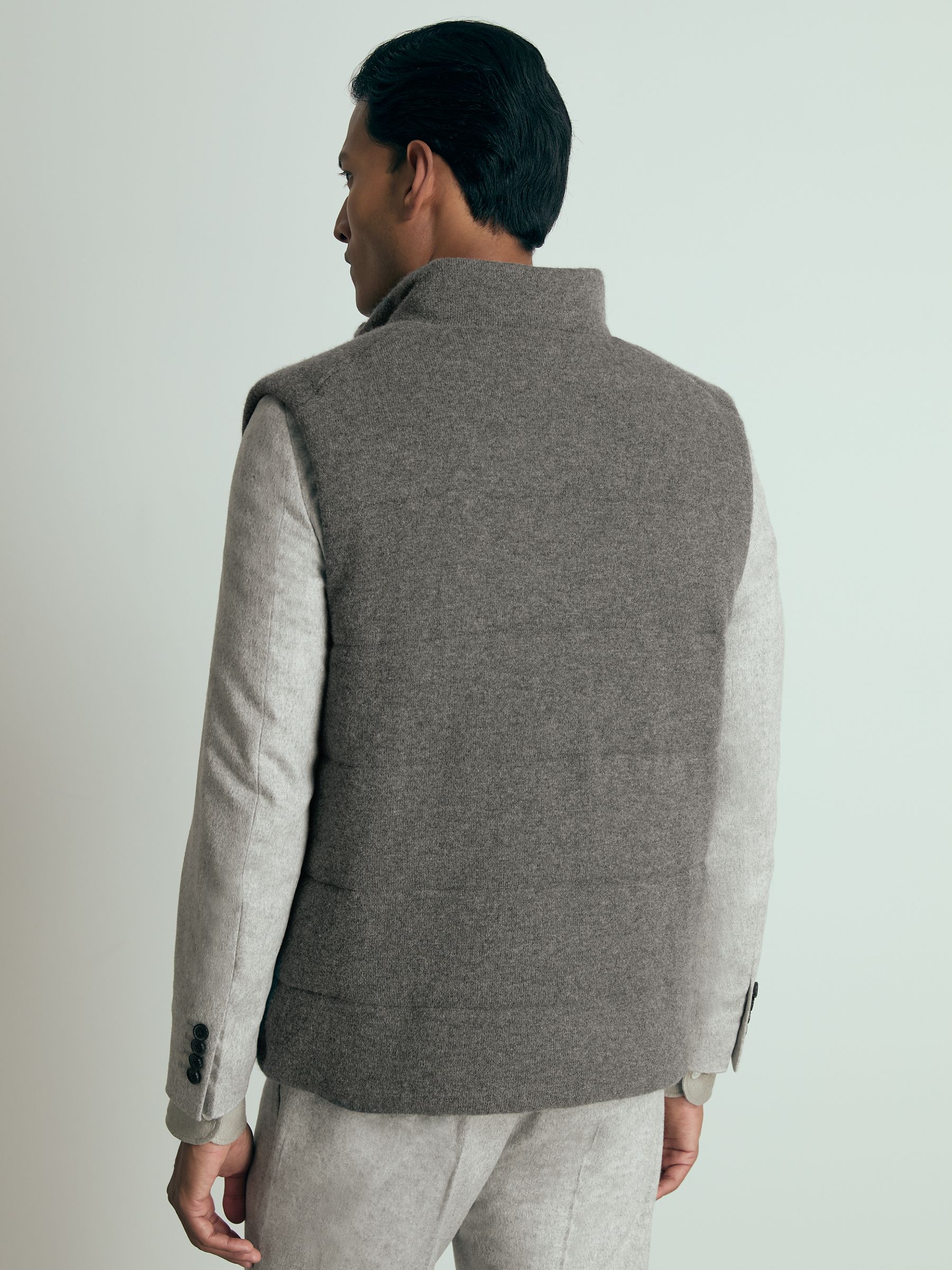 Atelier Quilted-Cashmere Gilet in Mid Grey Melange - Image 5 of 6