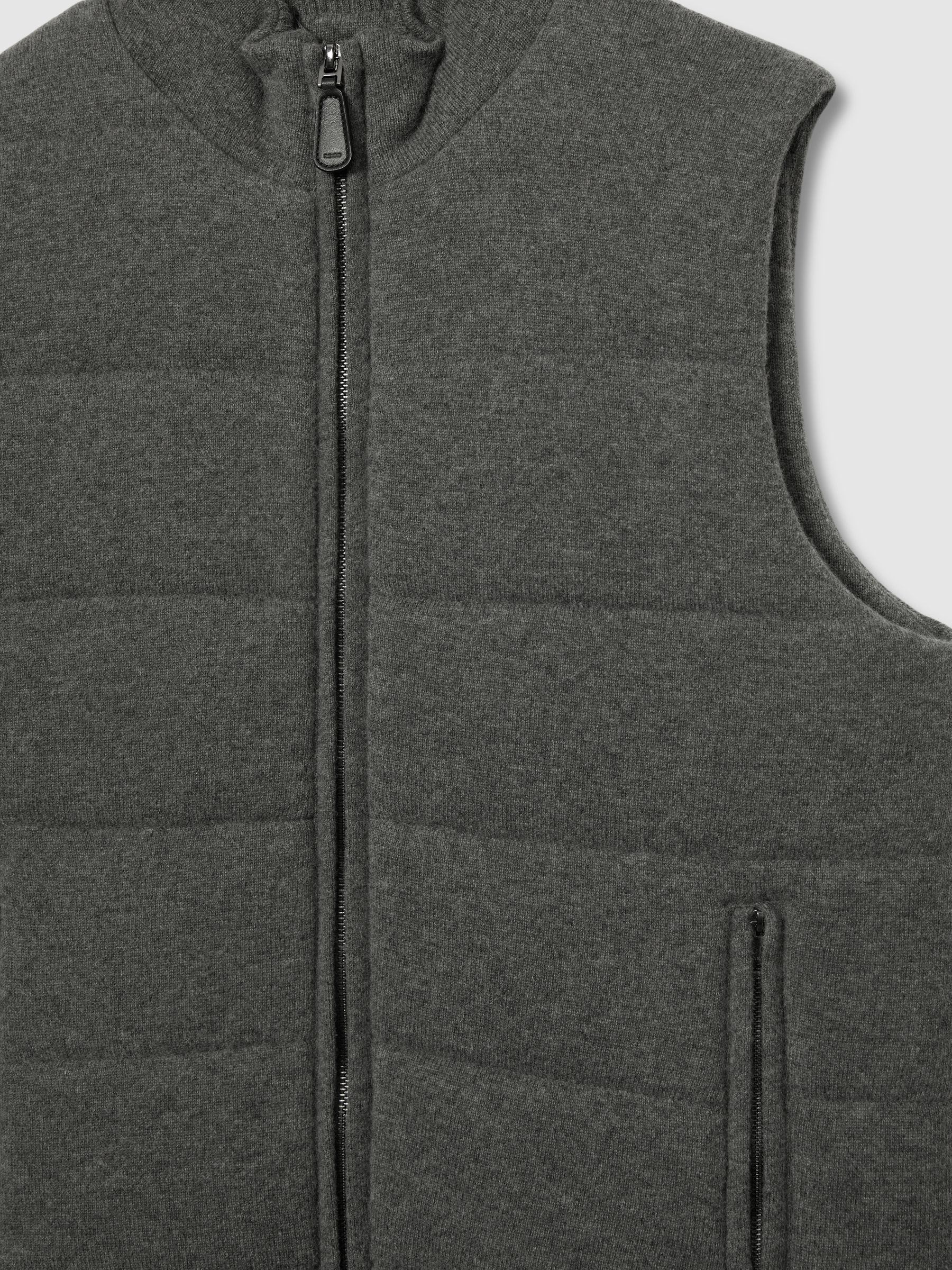 Reiss Atelier Quilted-Cashmere Gilet in Mid Grey Melange | REISS