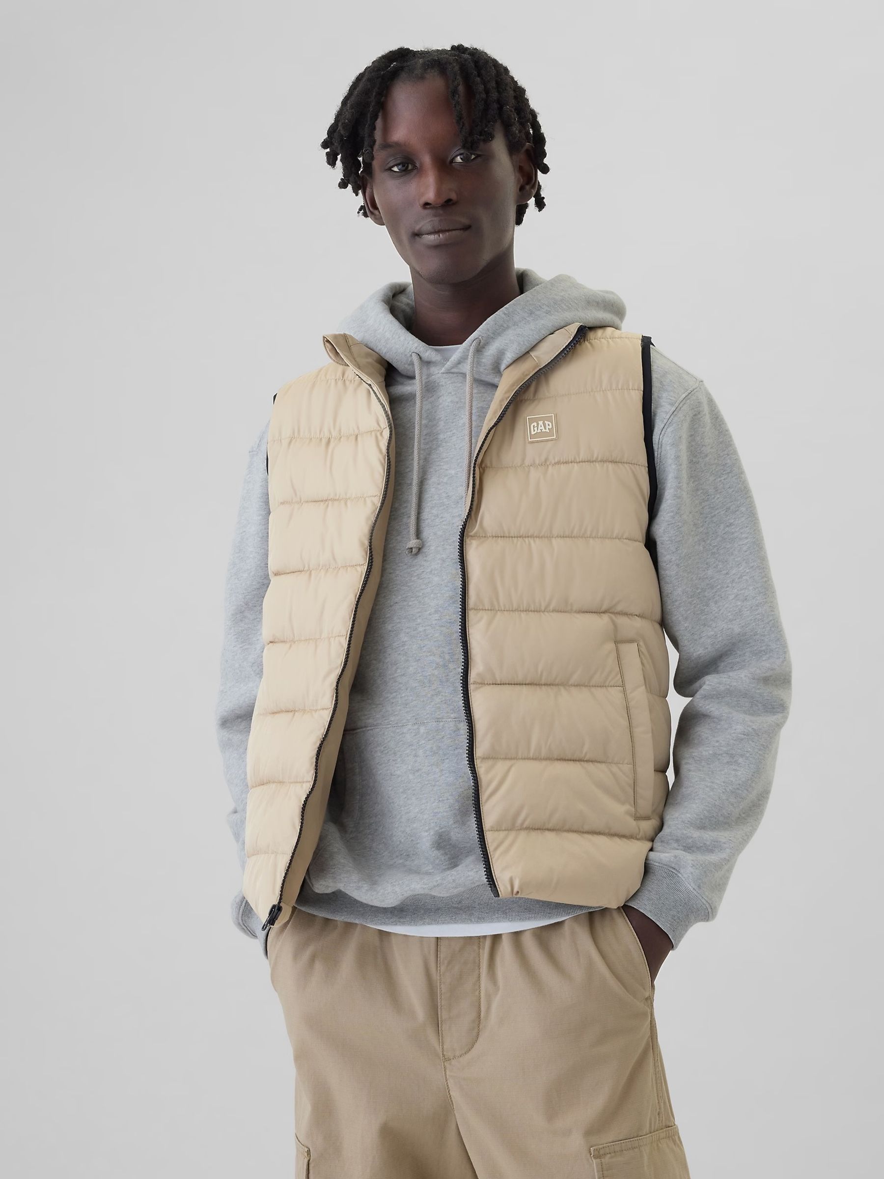 Beige Logo Water Resistant Puffer Gilet Jacket - Image 1 of 6