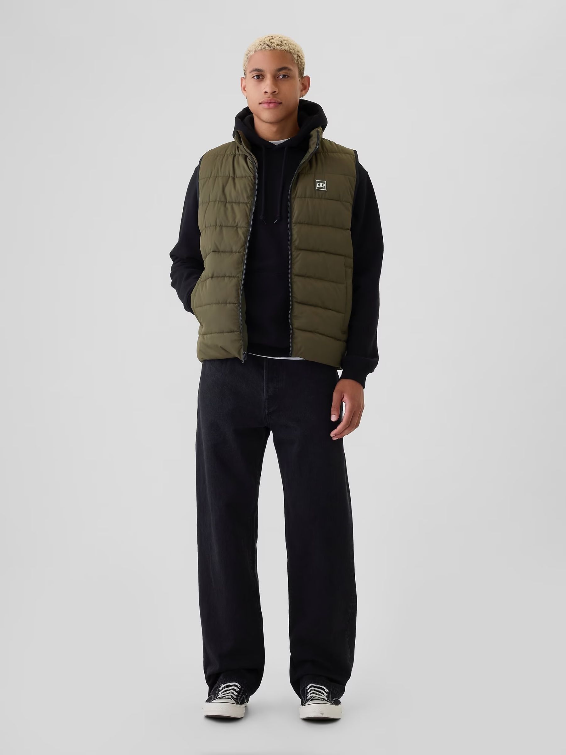 Green Logo Water Resistant Puffer Gilet Jacket - Image 3 of 6