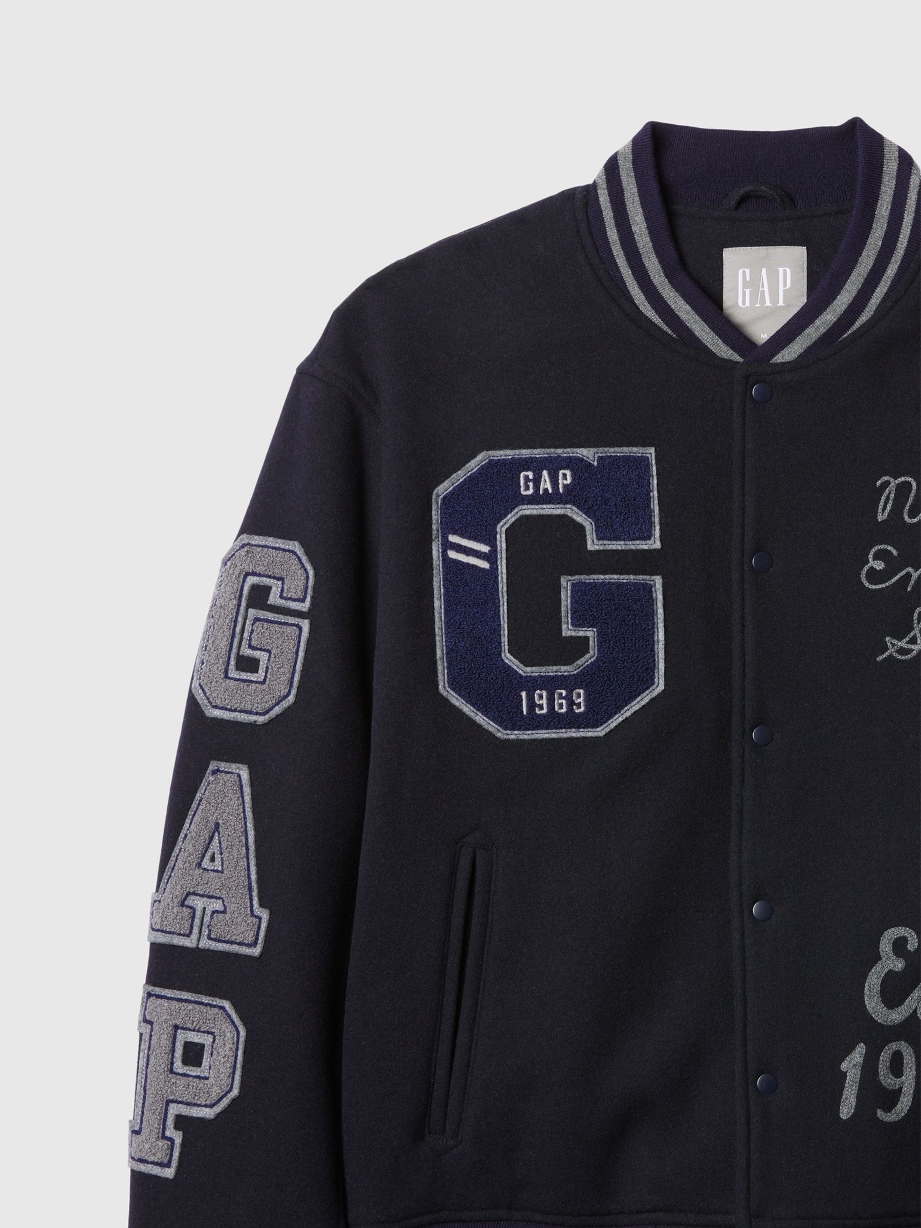 Blue Wool Blend Logo Varsity Bomber Jacket - Image 10 of 10