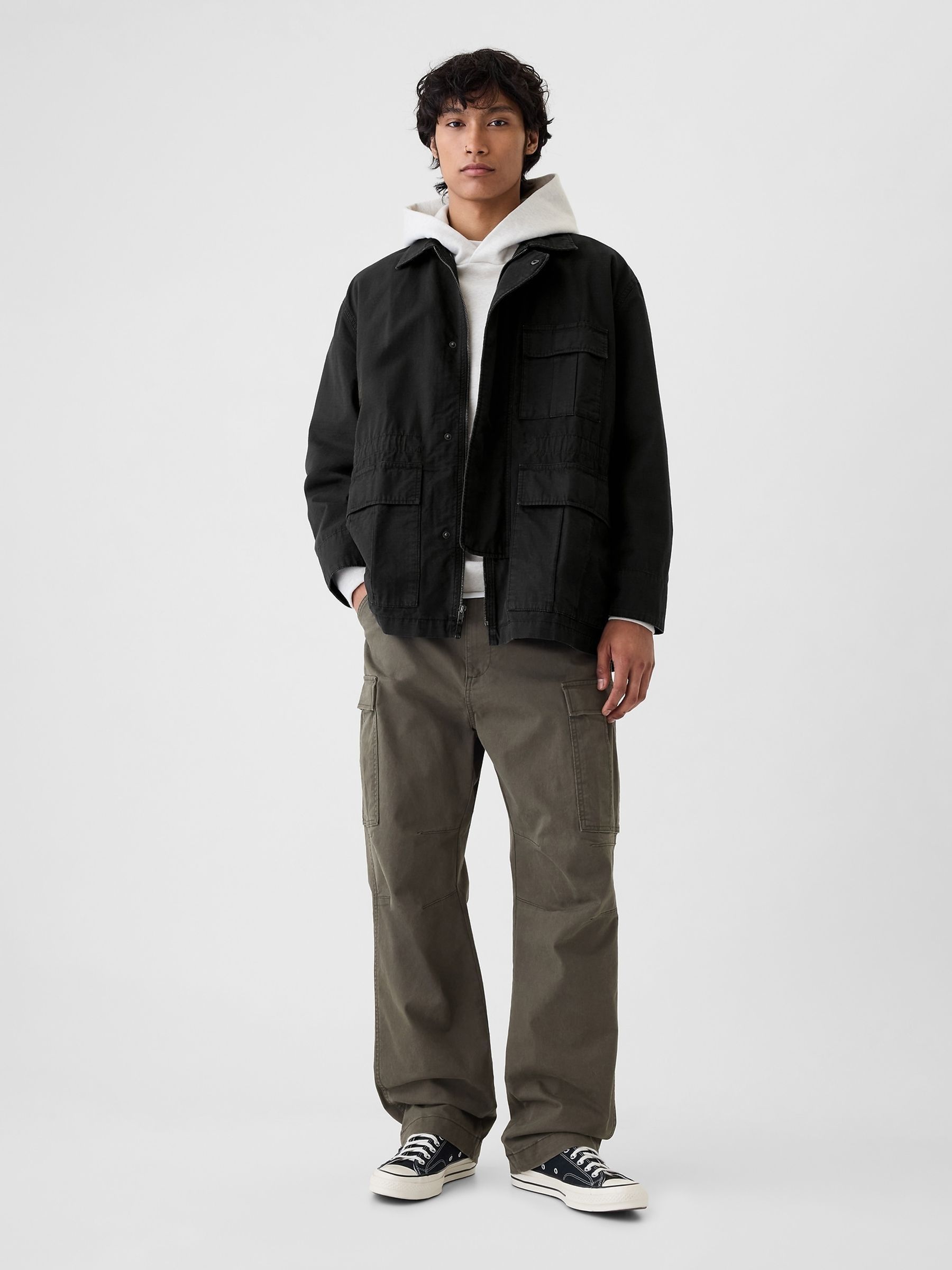 Black Ripstop Utility Jacket - Image 3 of 5