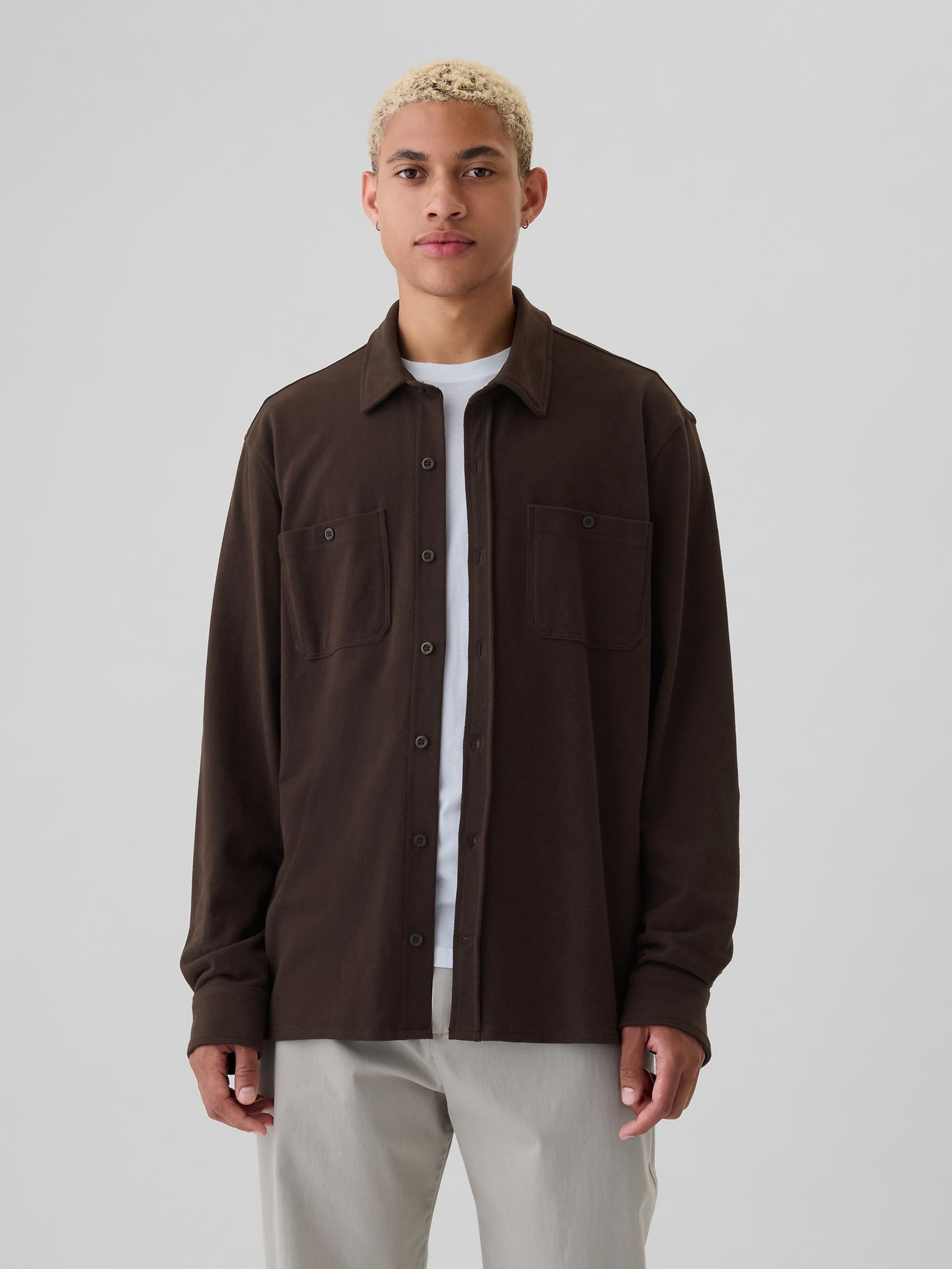 Brown Jersey Long Sleeve Shirt - Image 1 of 5
