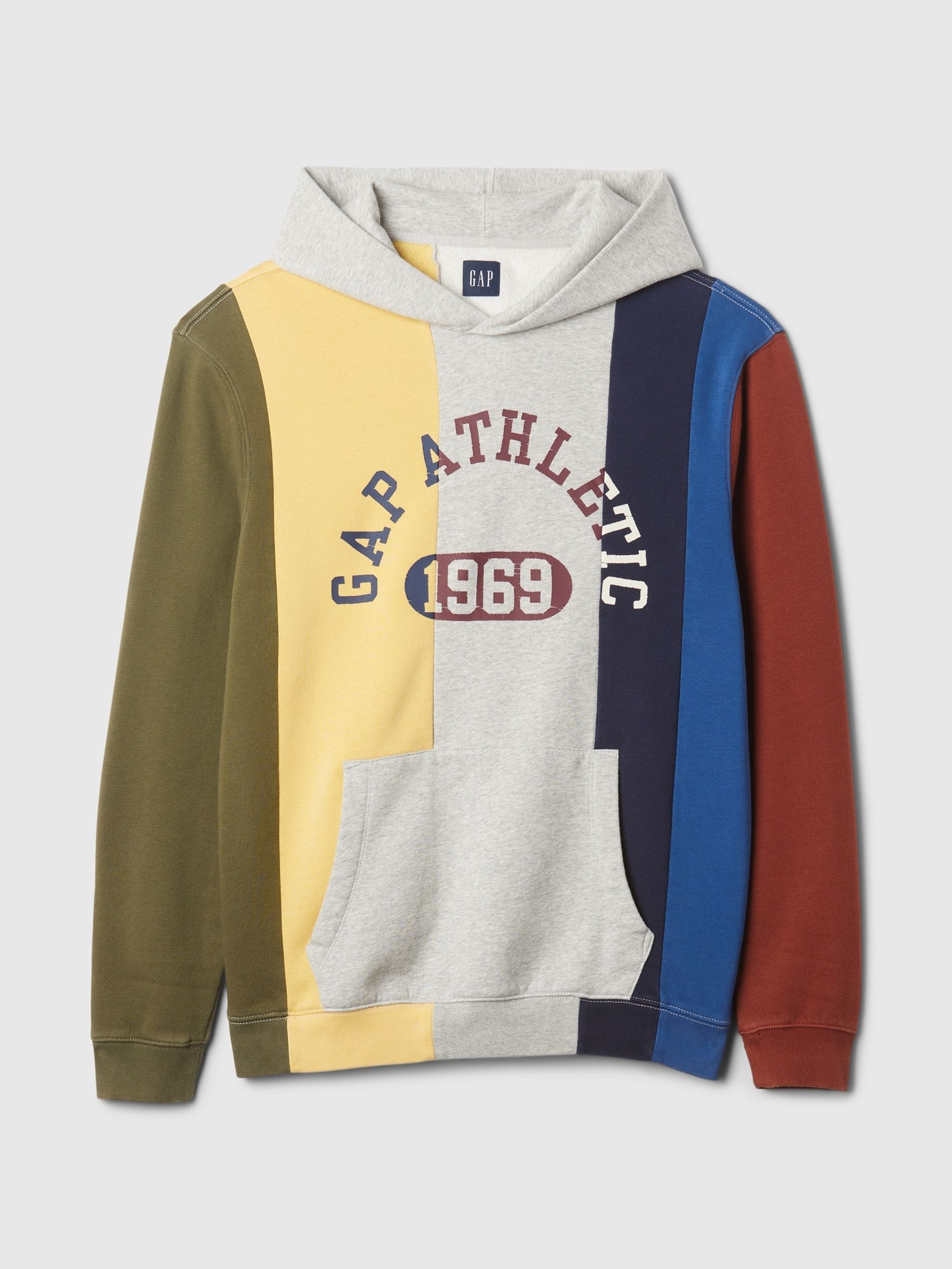 Grey Heavyweight Colourblock Athletic Logo Hoodie - Image 4 of 5