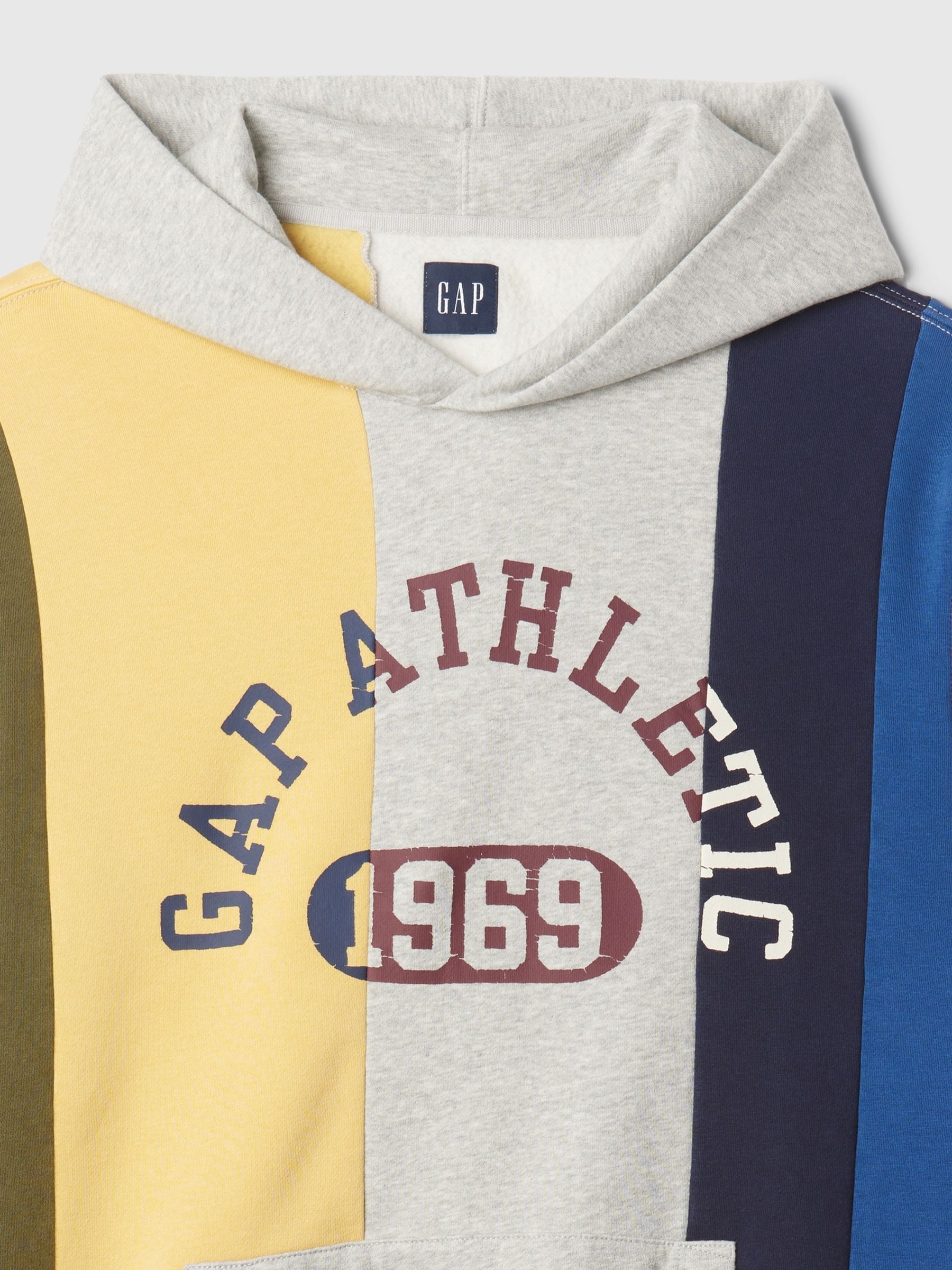 Grey Heavyweight Colourblock Athletic Logo Hoodie - Image 5 of 5