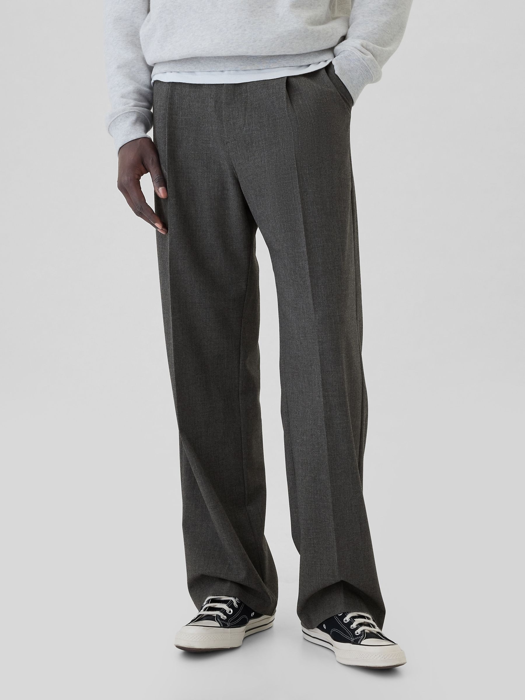 Grey 365 Pleated Trousers | Gap