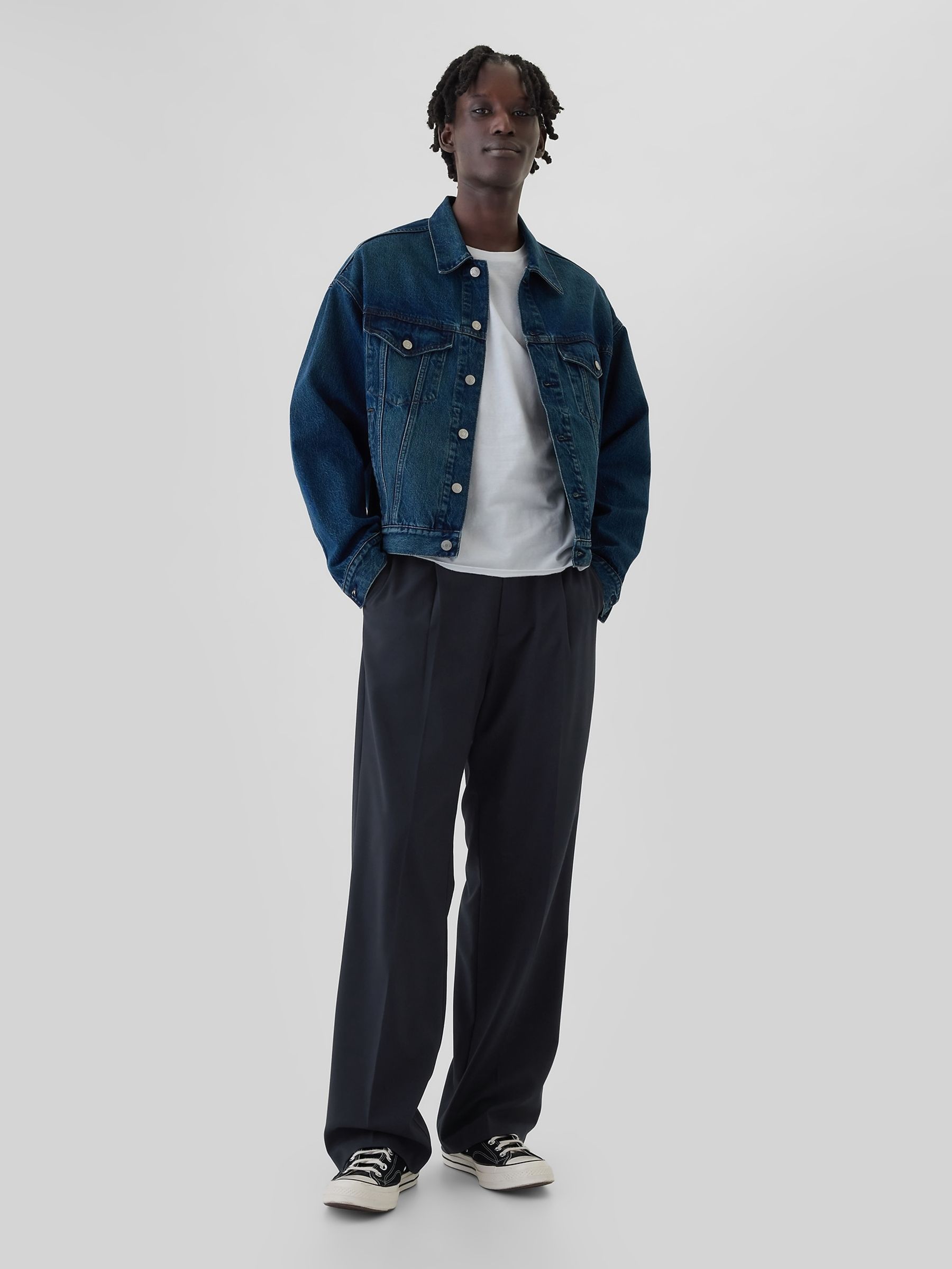 Navy Blue 365 Pleated Trousers - Image 1 of 5