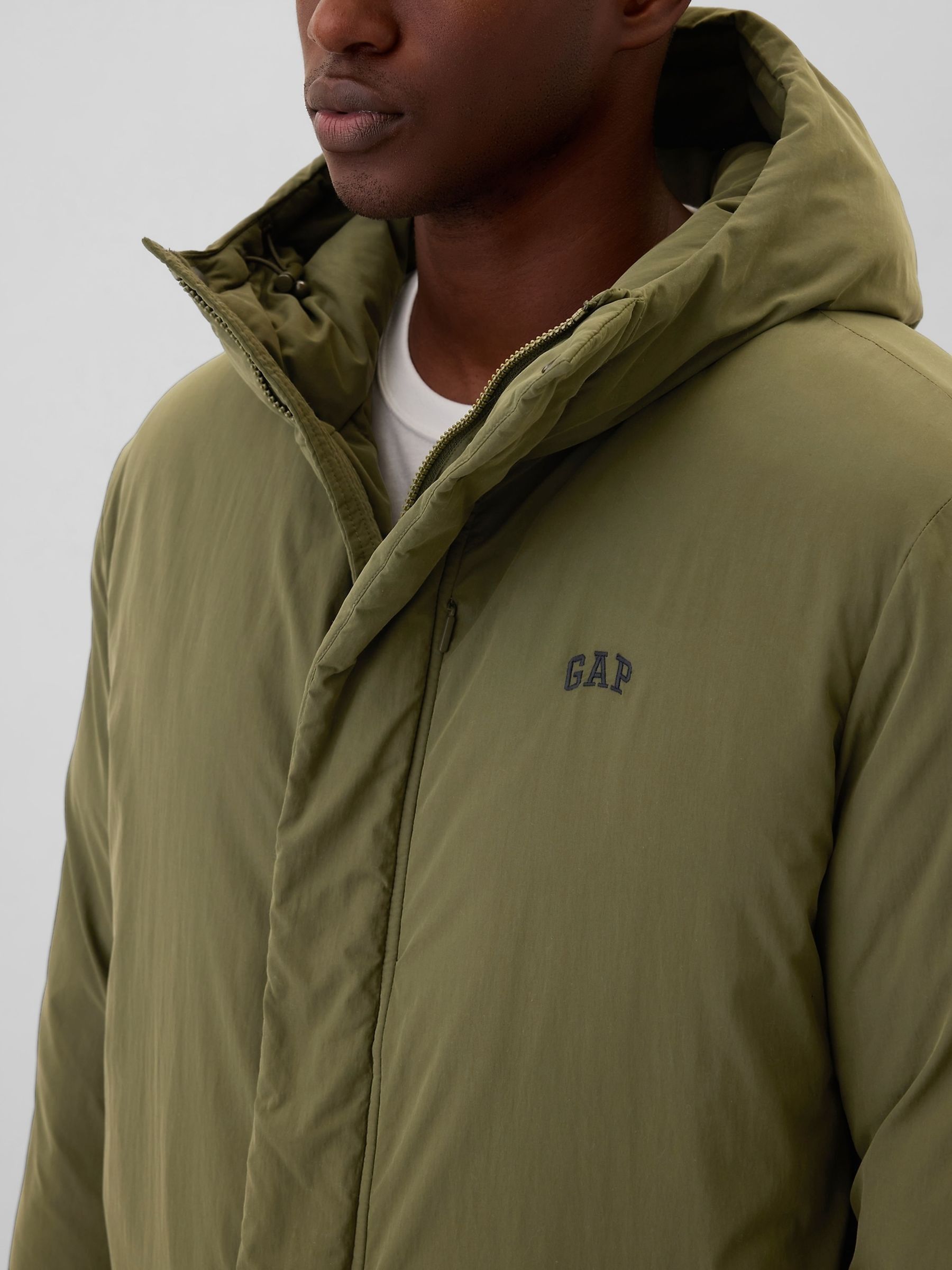 Green Logo Water-Resistant Parka Coat - Image 4 of 5