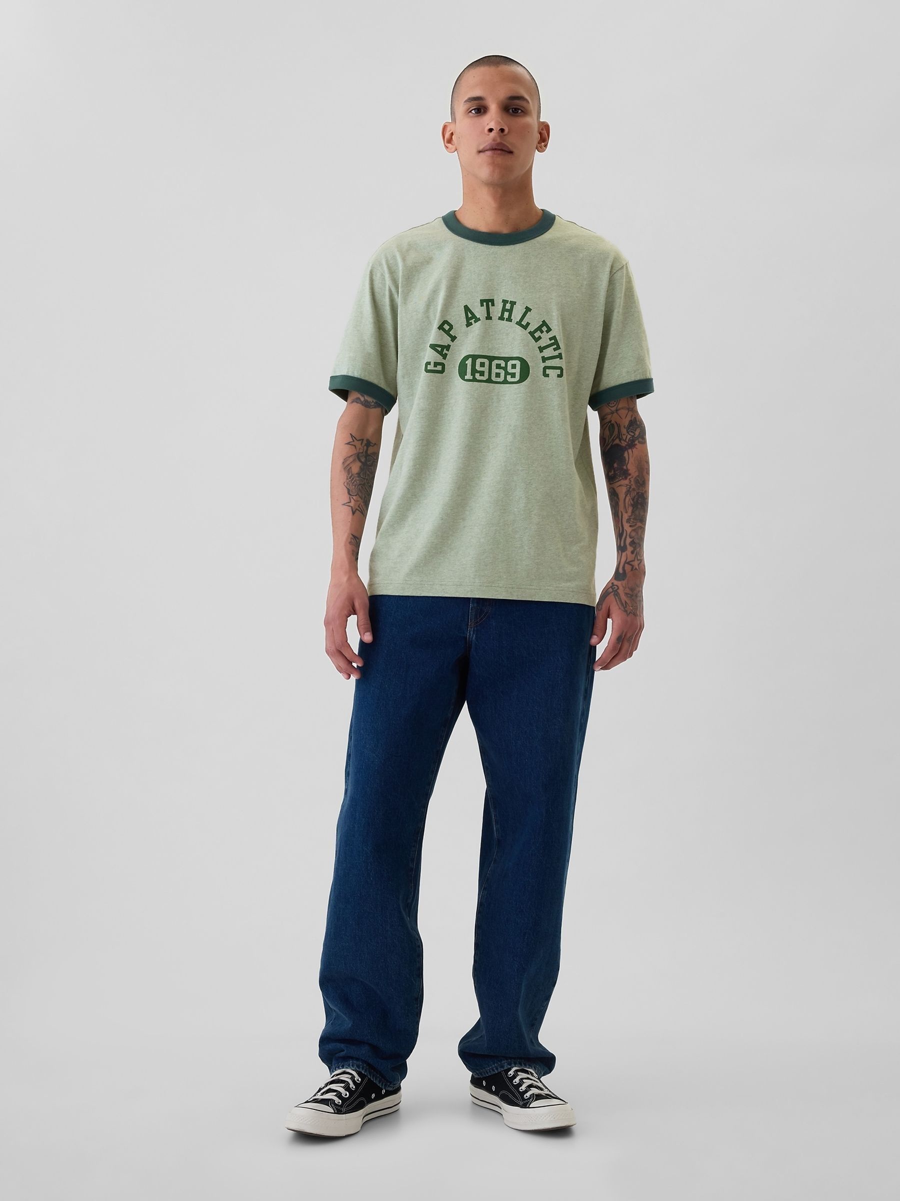 Green Athletic Logo Graphic Short Sleeve Crew Neck T-Shirt - Image 3 of 5