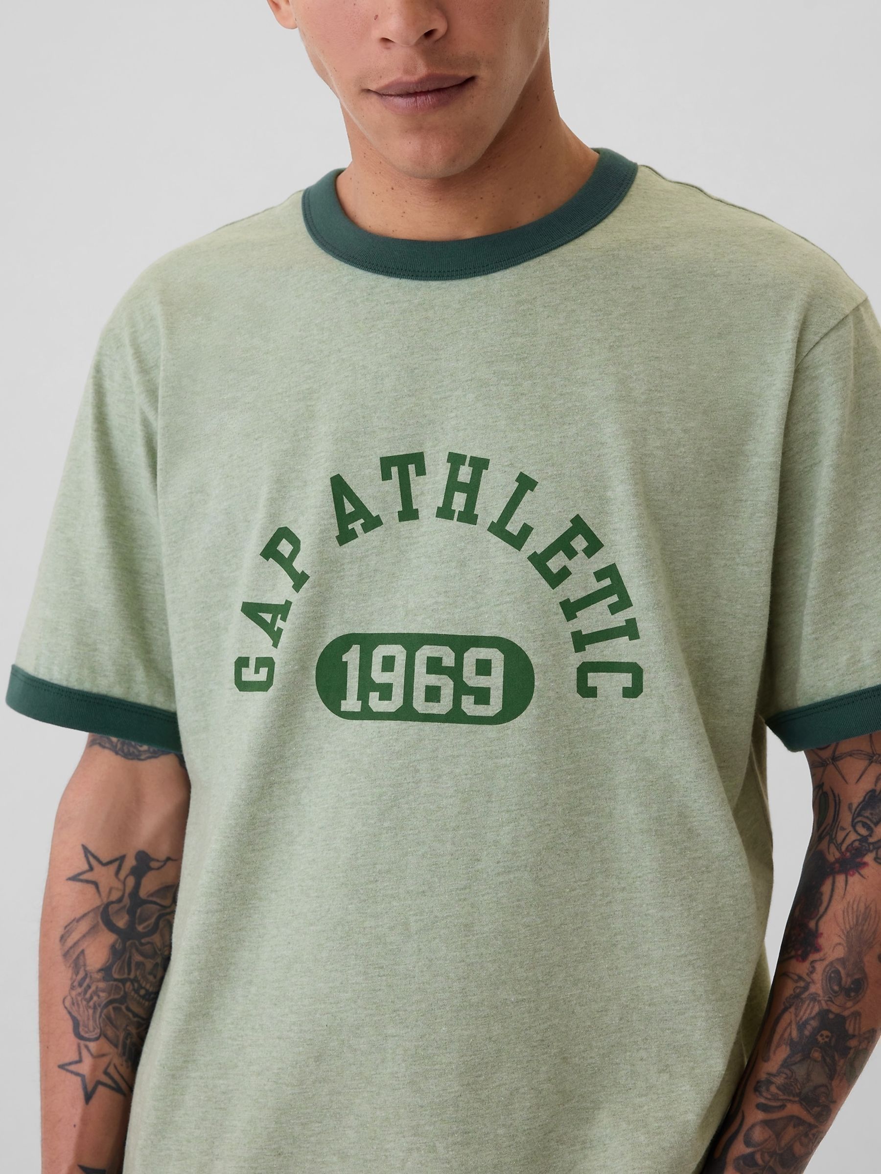 Green Athletic Logo Graphic Short Sleeve Crew Neck T-Shirt - Image 4 of 5