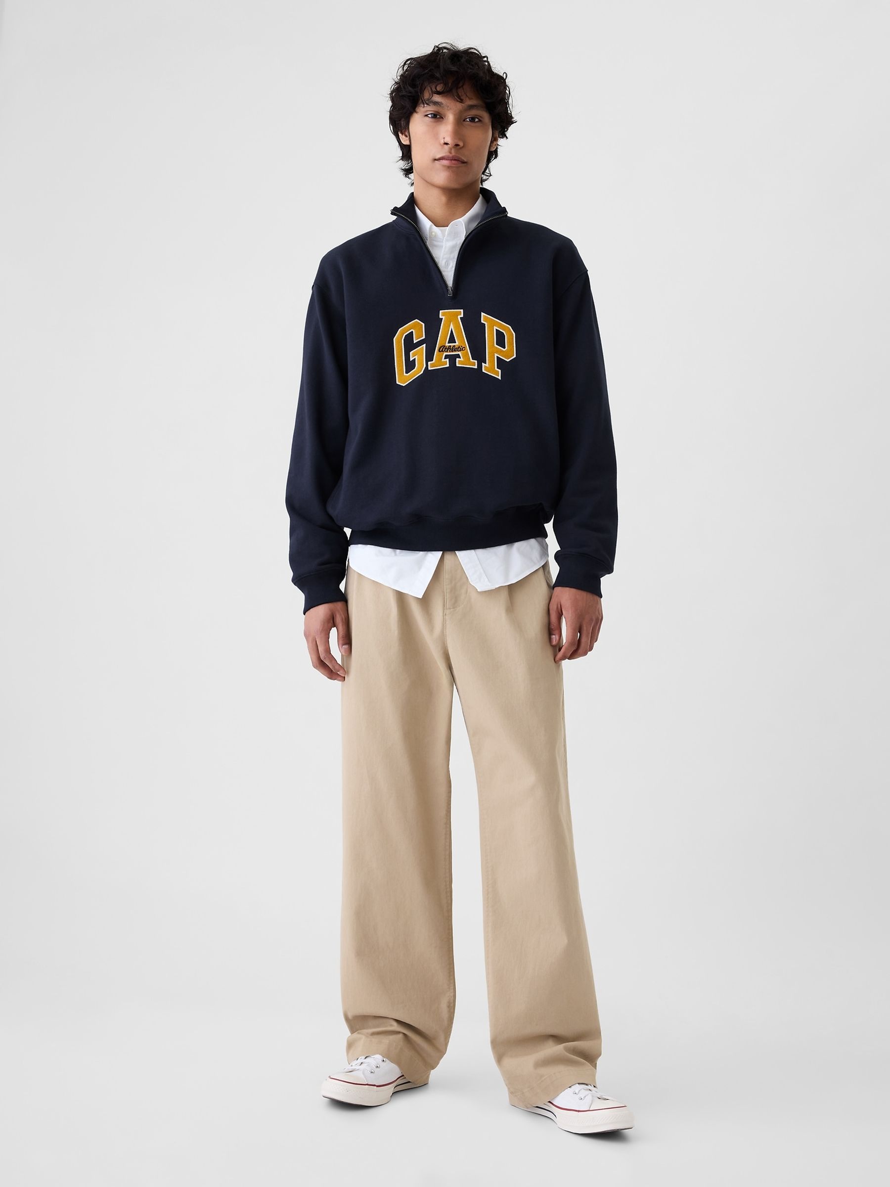 Navy Blue Logo Heavyweight Quarter-Zip Sweatshirt - Image 3 of 5