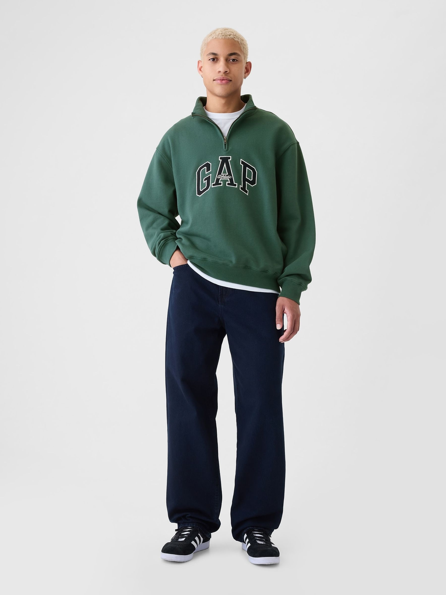Green Heavyweight Arch Logo Pullover Jumper - Image 3 of 5