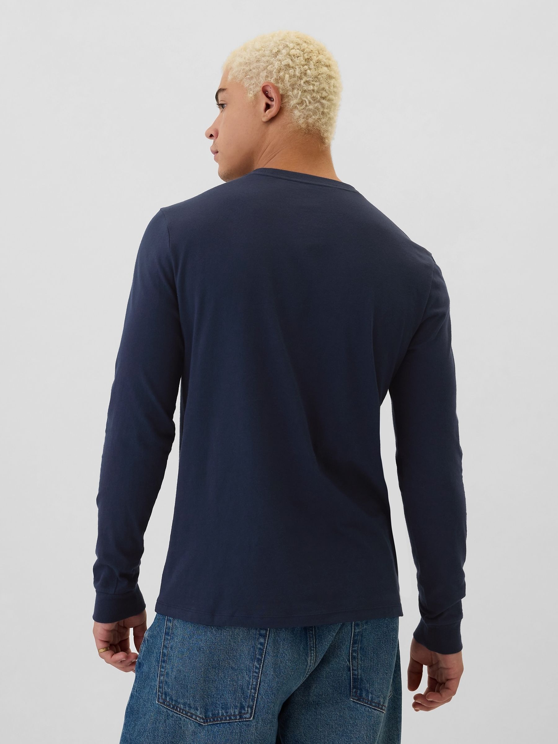 トップス everyone long sleeve tee navy Buy Navy Blue Slim Fit Long Sleeve Crew Neck T-Shirt from the Next