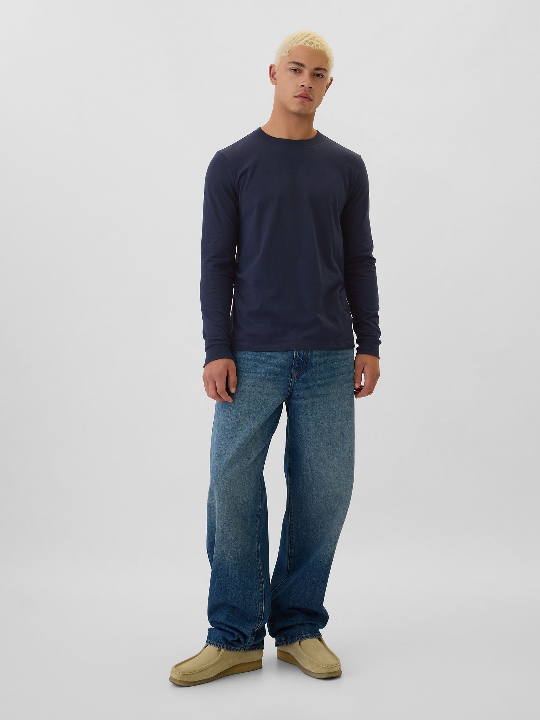 Navy Blue Everyday 100% Cotton Crew Neck T-Shirt - Image 3 of 4