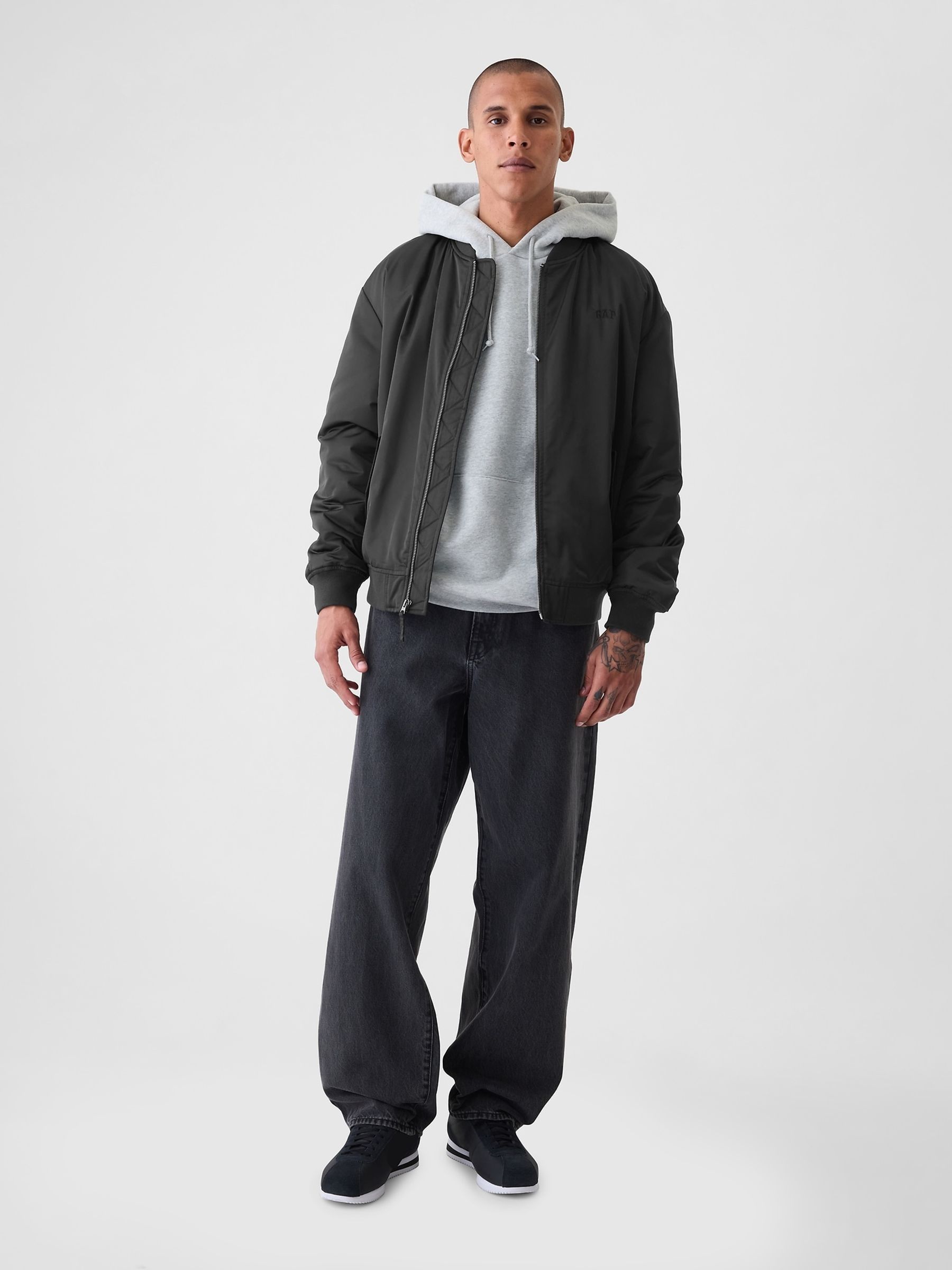 Black Relaxed Logo Bomber Jacket - Image 2 of 5