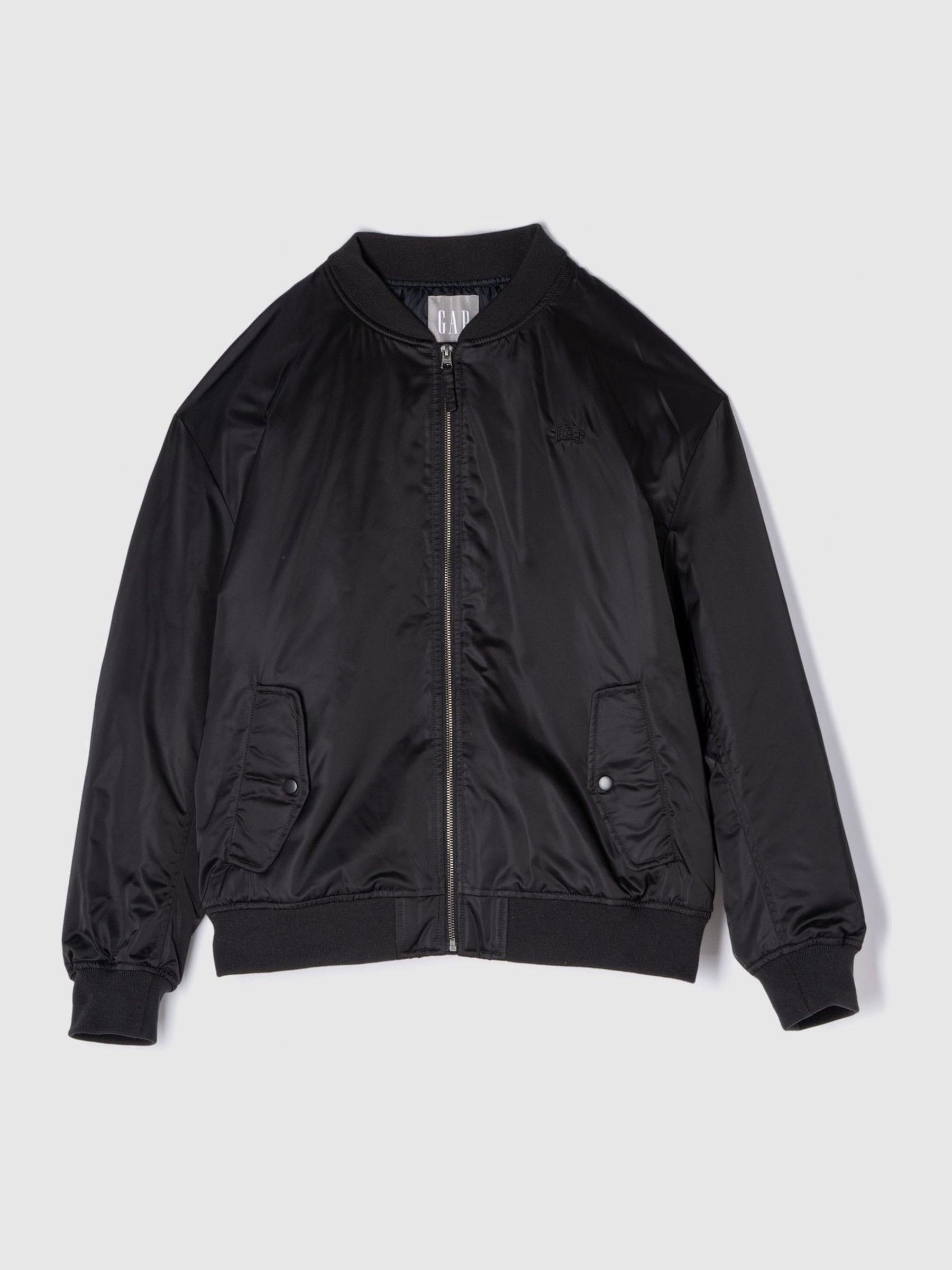 Black Relaxed Logo Bomber Jacket | Gap