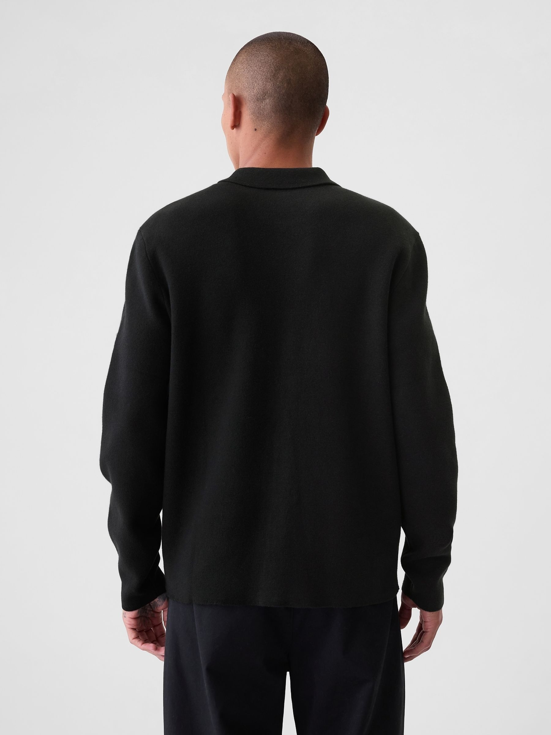 Black Zip Up Knit Bomber Jacket - Image 2 of 5