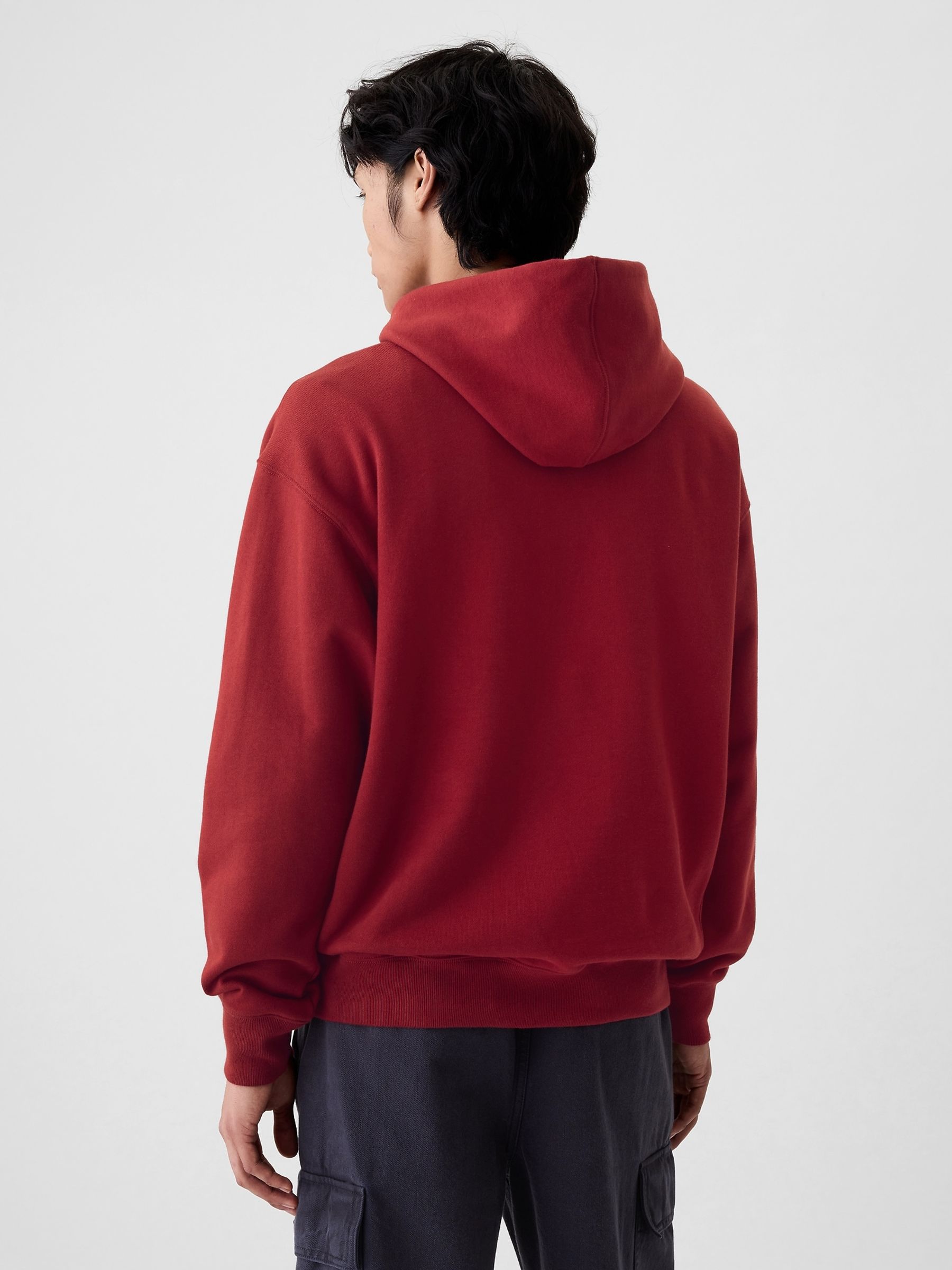 Burgundy Red Heavyweight Athletic Logo Hoodie - Image 2 of 5