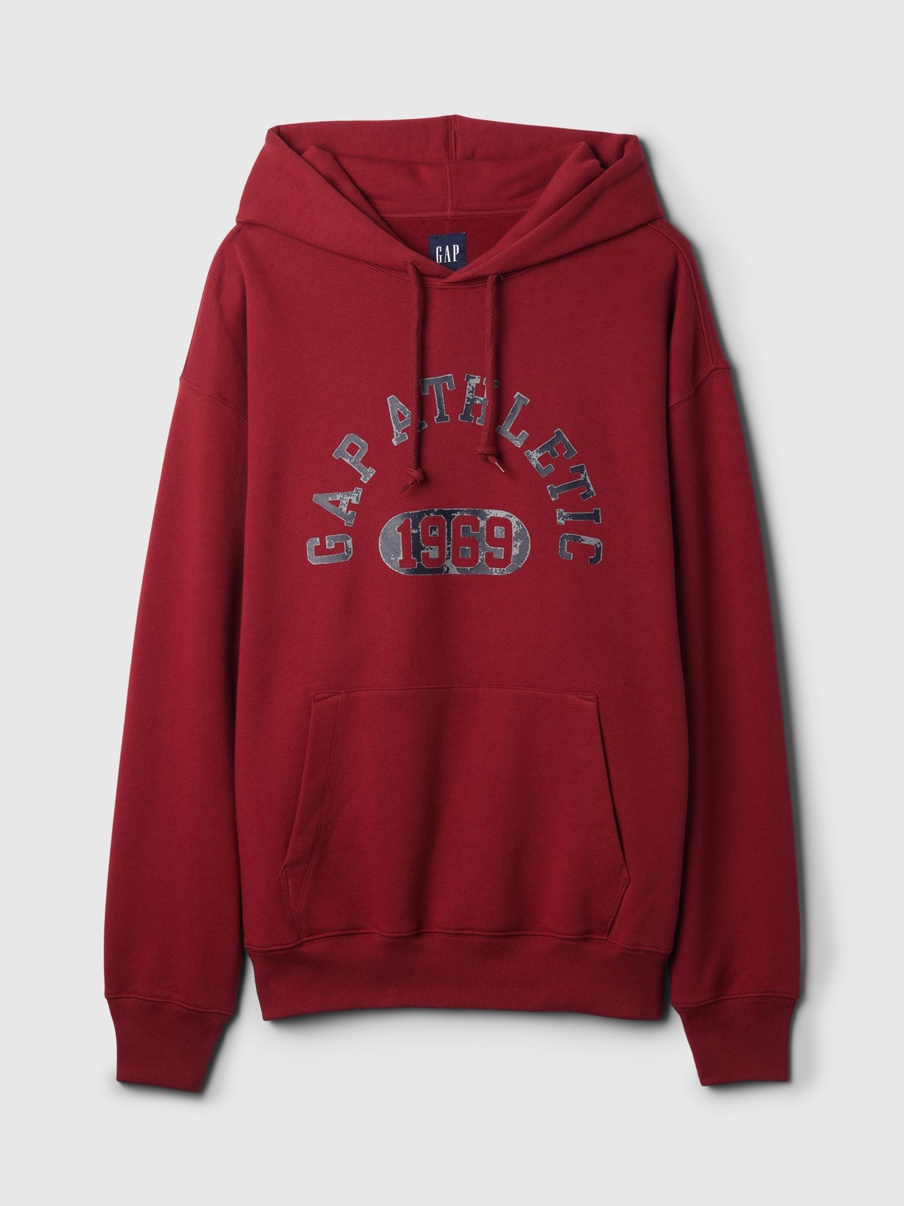 Burgundy Red Heavyweight Athletic Logo Hoodie - Image 4 of 5