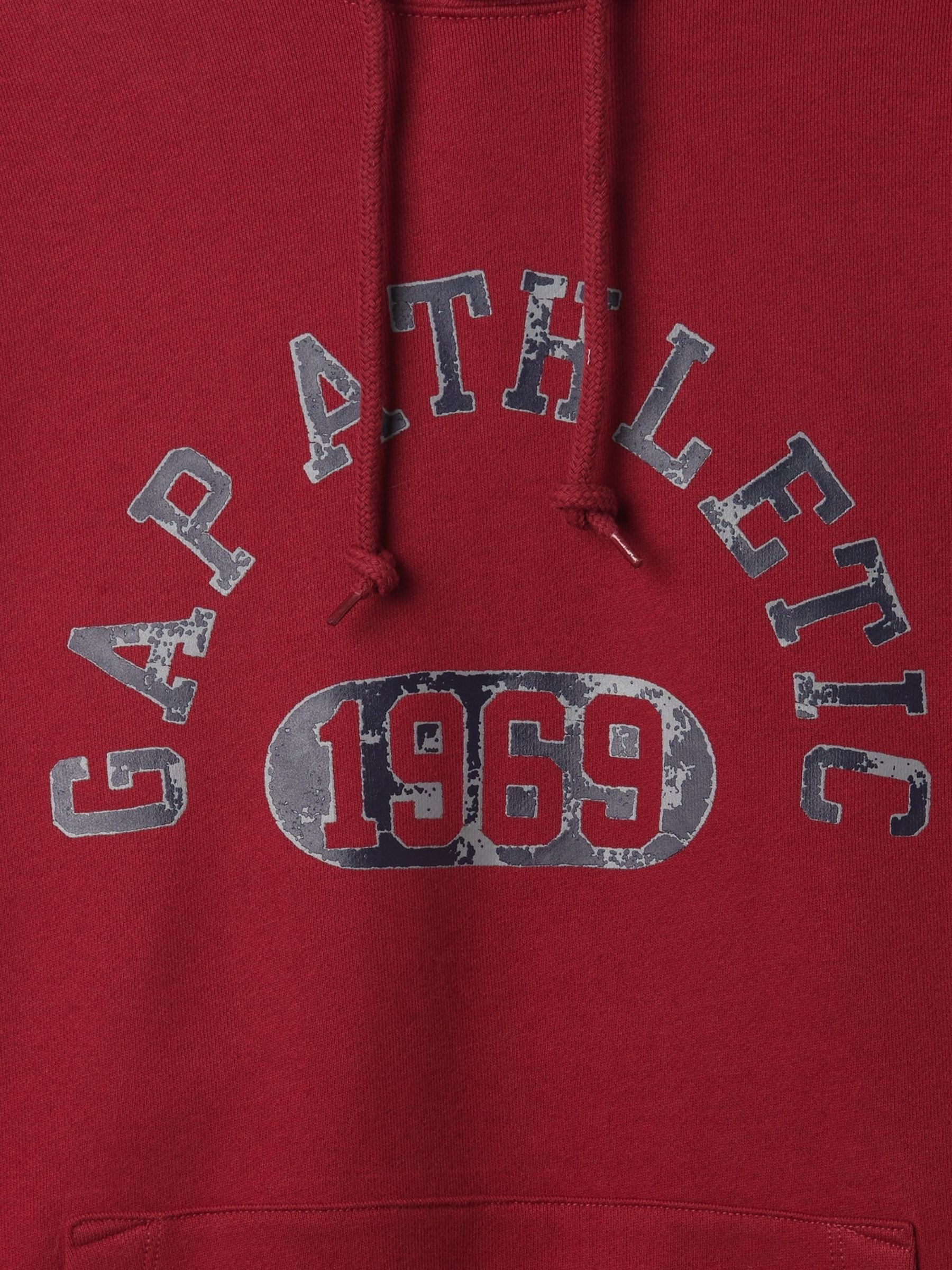 Burgundy Red Heavyweight Athletic Logo Hoodie - Image 5 of 5