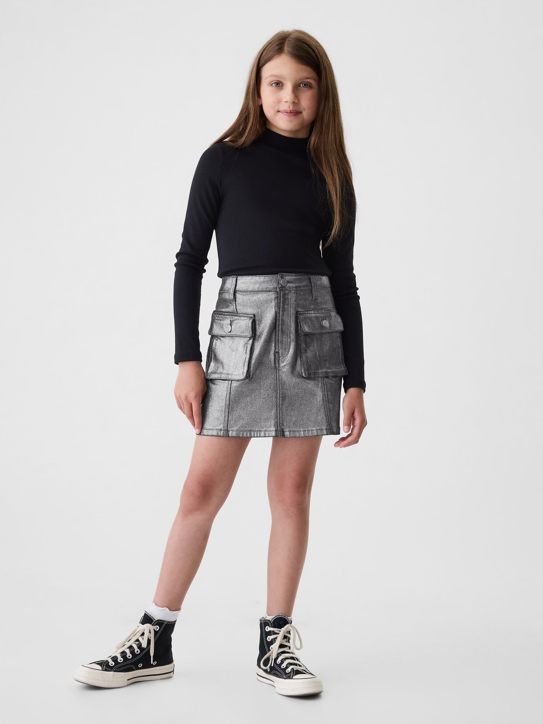Grey Cargo Foil Denim Skirt (10-13yrs) - Image 1 of 1