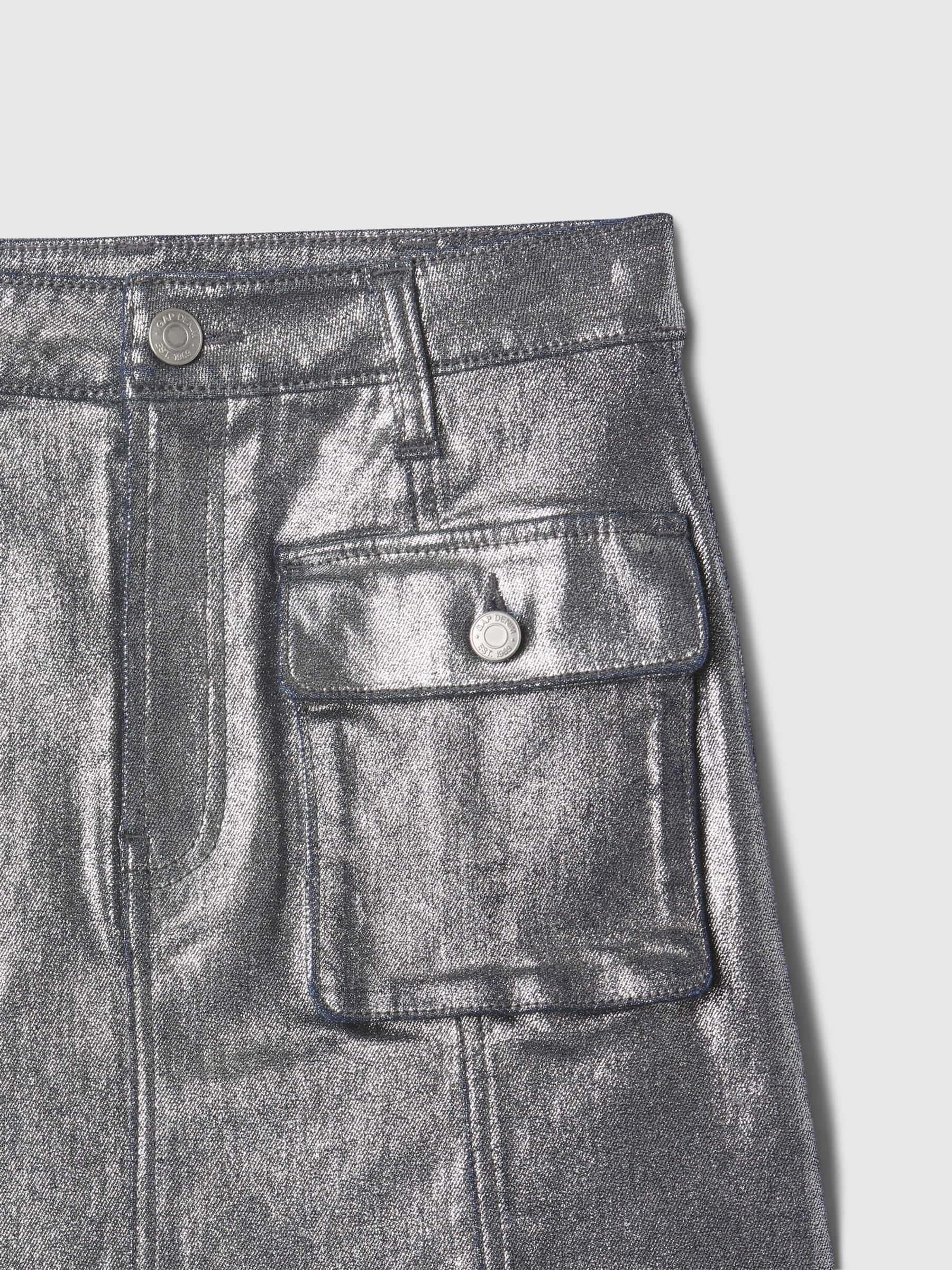Grey Cargo Foil Denim Skirt (10-13yrs) - Image 4 of 4