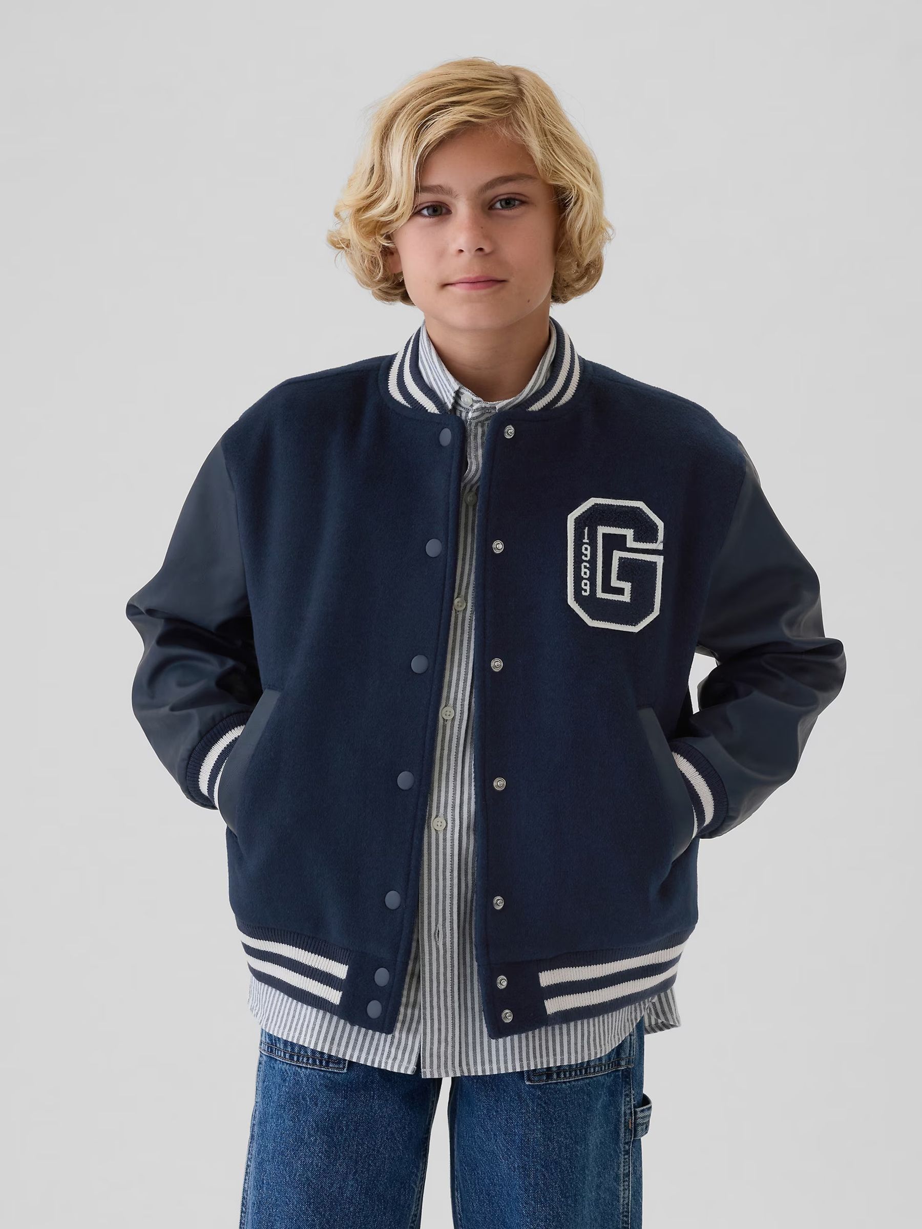 Blue Varsity Bomber Jacket (4-13yrs) - Image 4 of 5