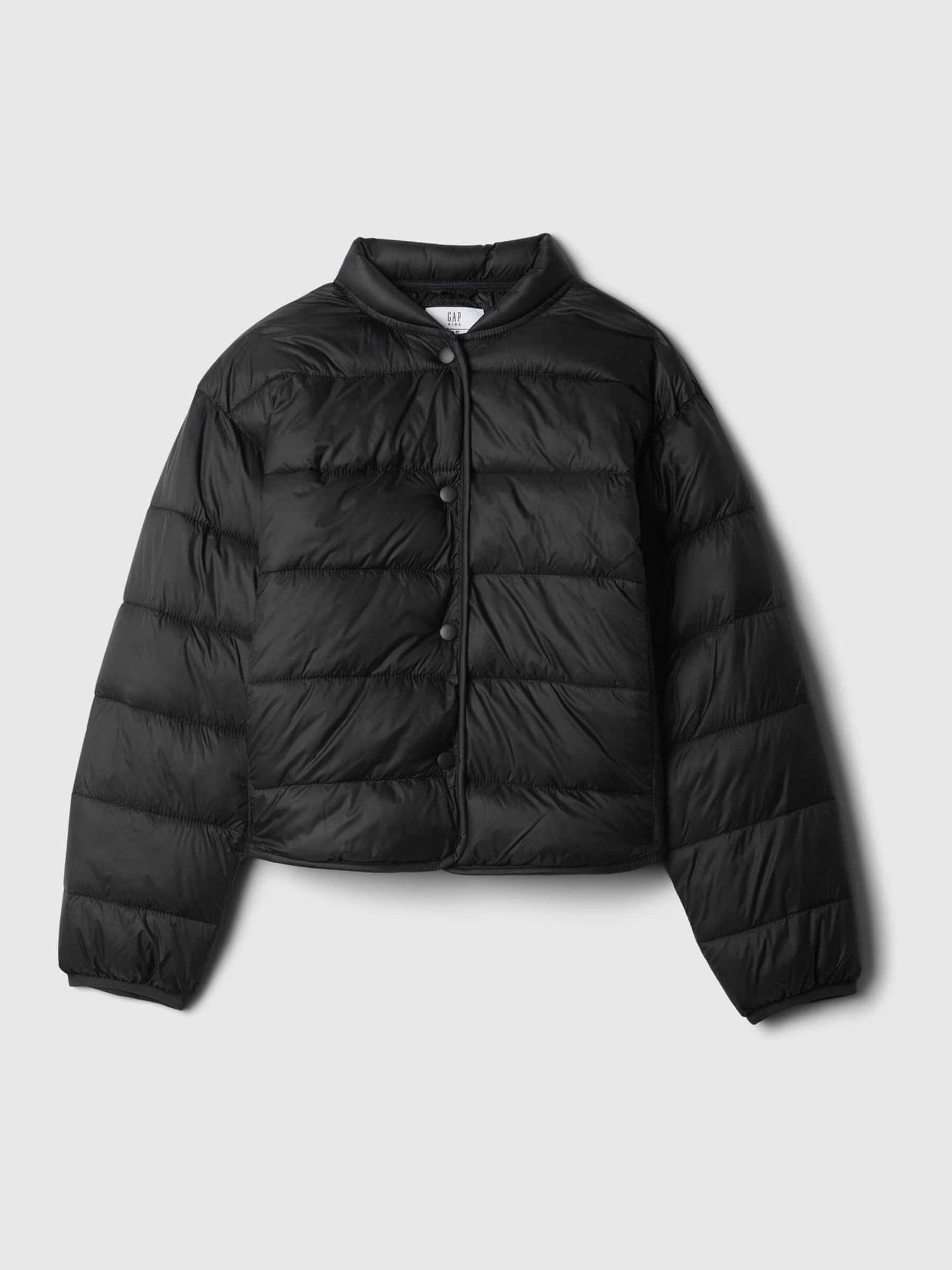 Black Lightweight Mock Neck Puffer Bomber Jacket (4-13yrs) - Image 4 of 5