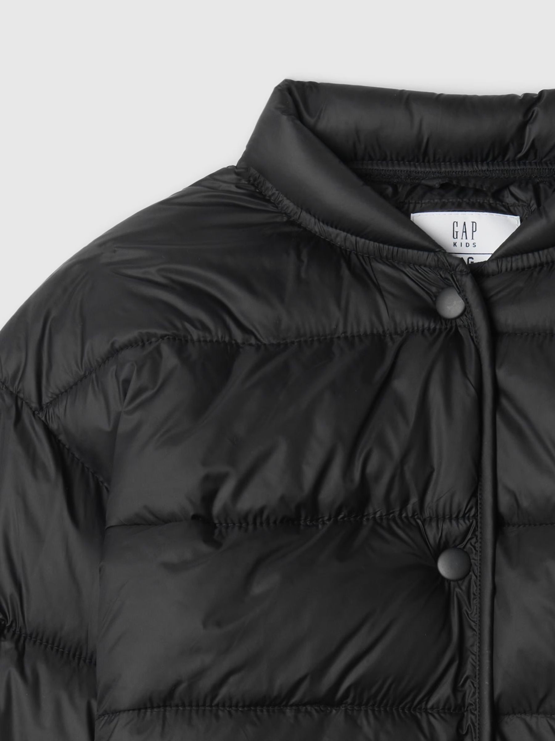 Black Lightweight Mock Neck Puffer Bomber Jacket (4-13yrs) - Image 5 of 5