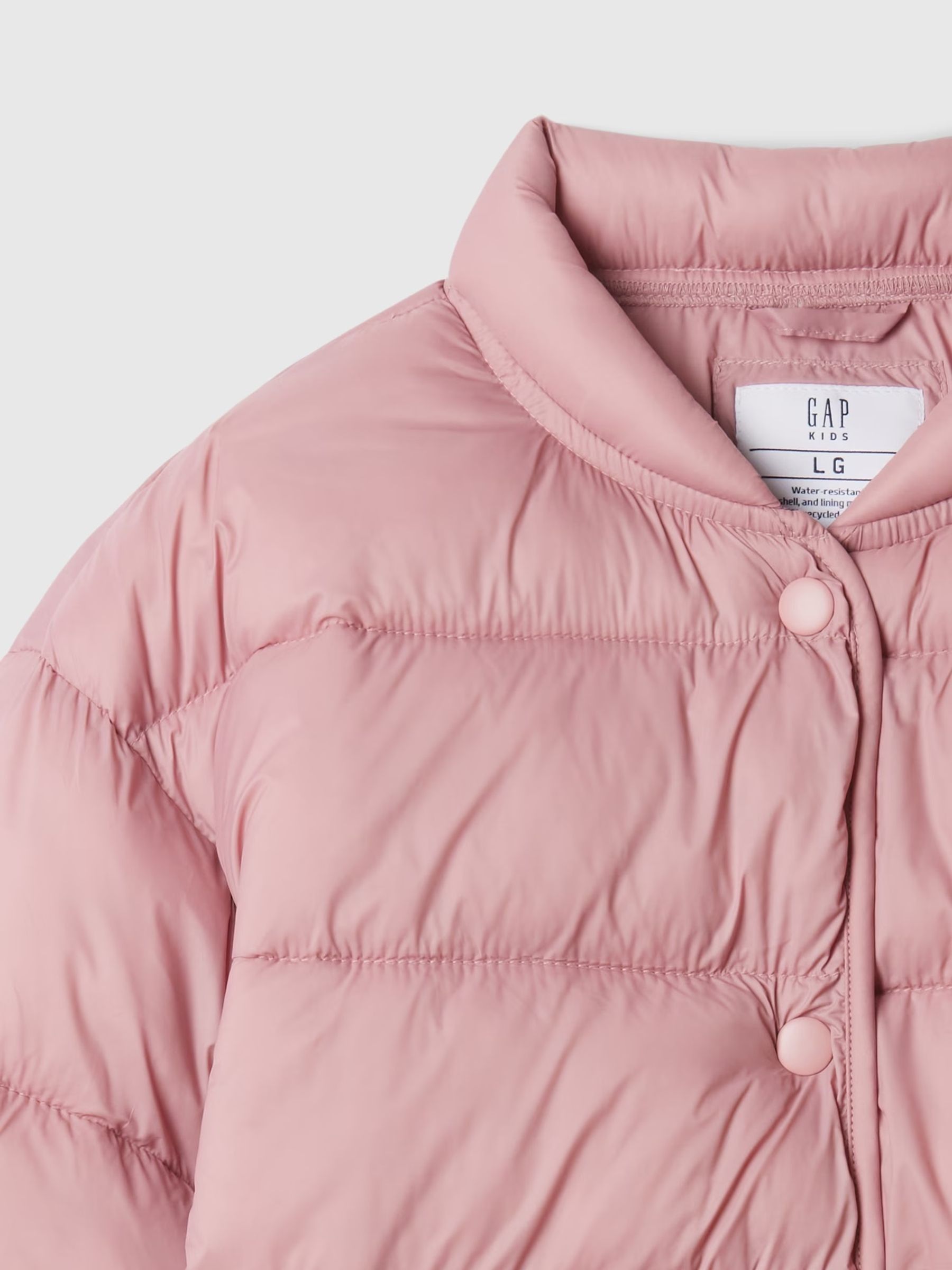 Pink Lightweight Mock Neck Puffer Bomber Jacket (4-13yrs) - Image 5 of 5