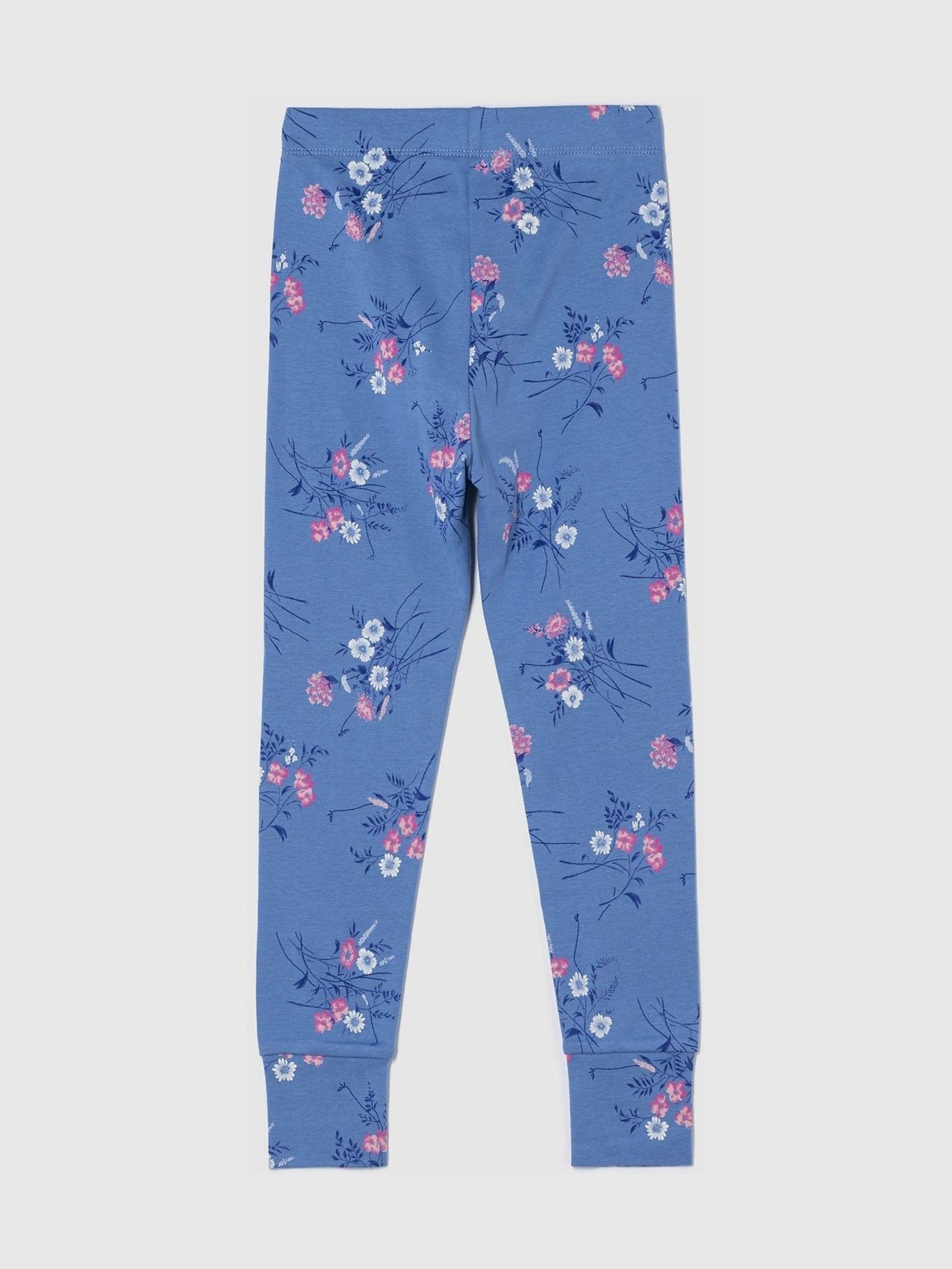 Blue Floral Cotton Long Sleeve Pyjama Set (4-13yrs) - Image 3 of 4
