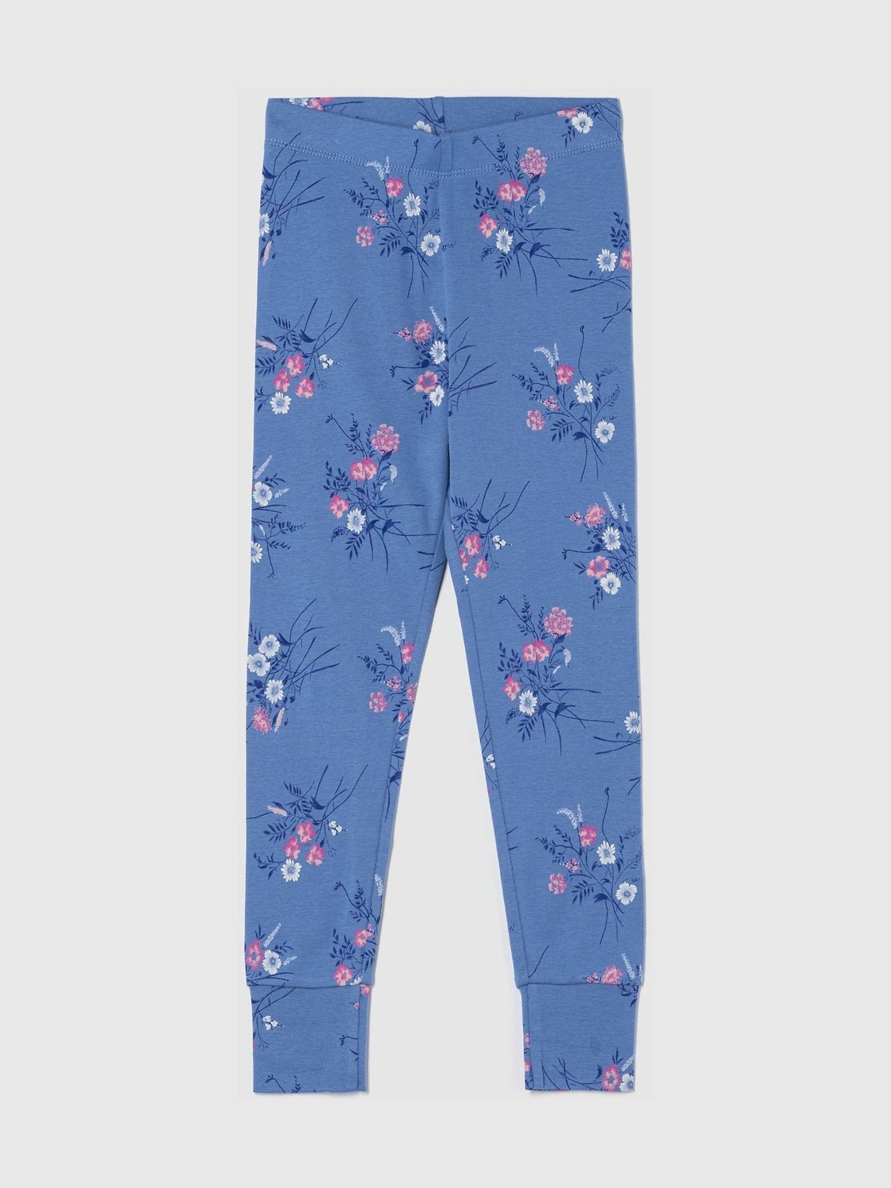 Blue Floral Cotton Long Sleeve Pyjama Set (4-13yrs) - Image 4 of 4