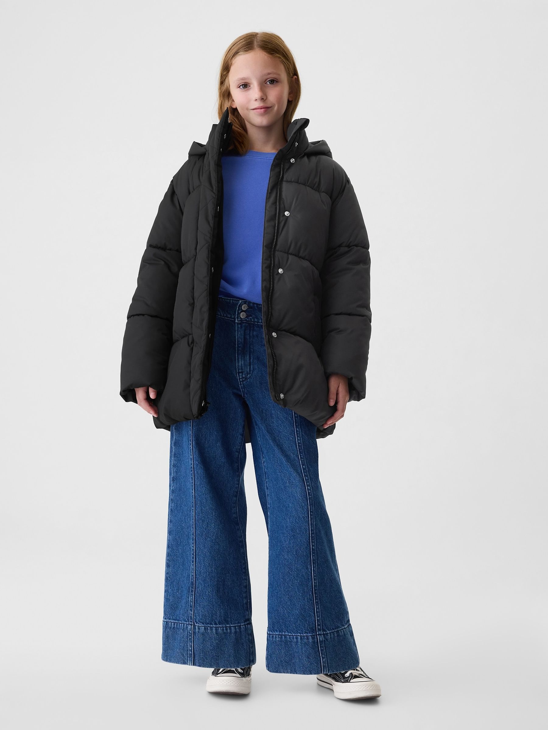 Black Heavyweight Hooded Puffer Coat (4-13yrs) - Image 3 of 6