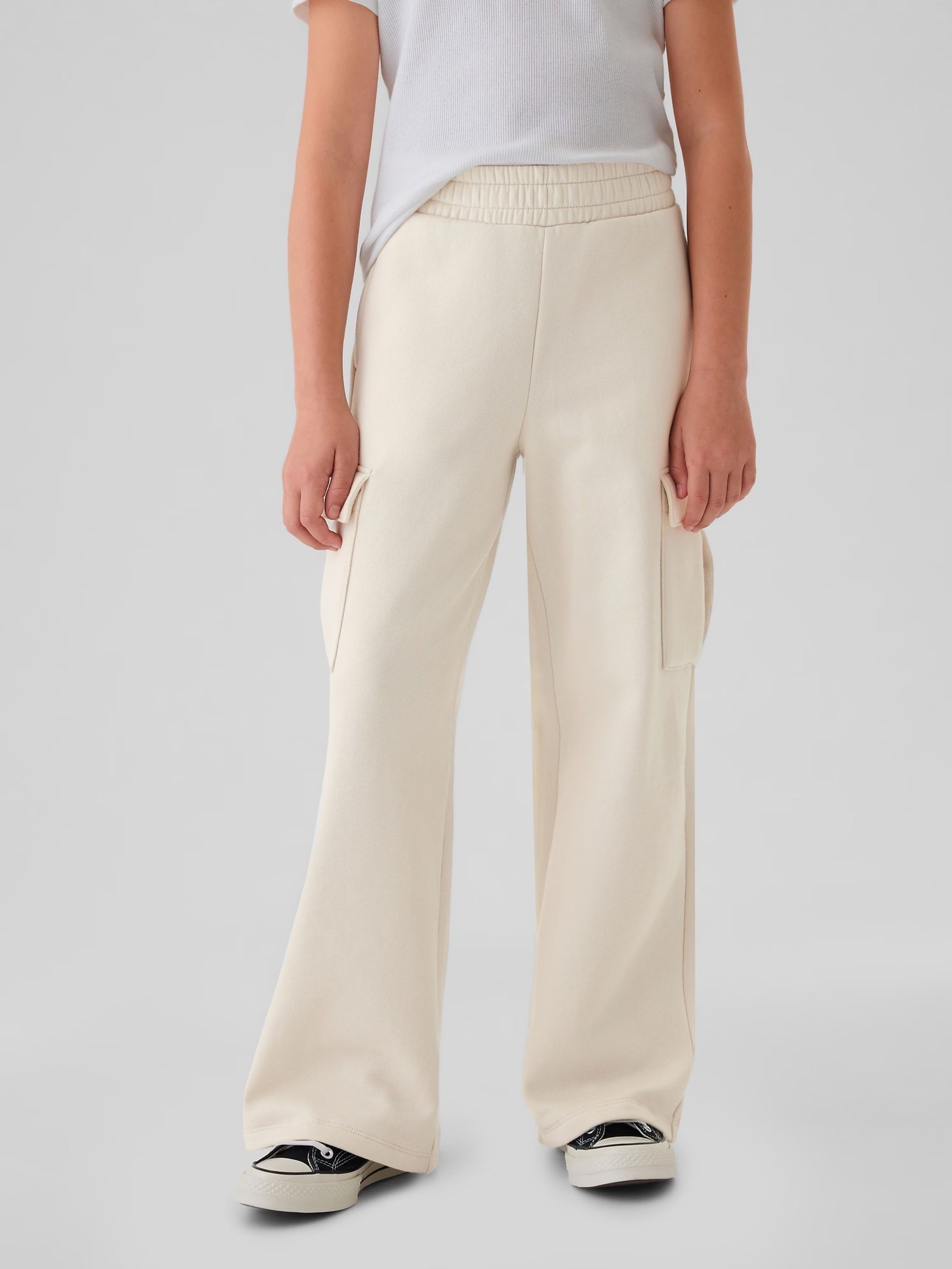 Cream Vintage Soft Wide Leg Cargo Joggers (4-13yrs) - Image 1 of 5