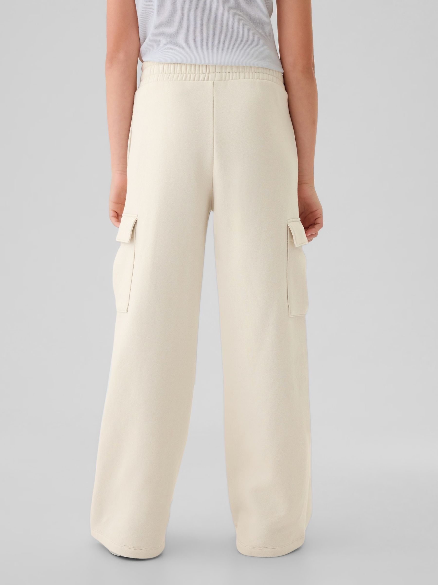 Cream Vintage Soft Wide Leg Cargo Joggers (4-13yrs) - Image 2 of 5